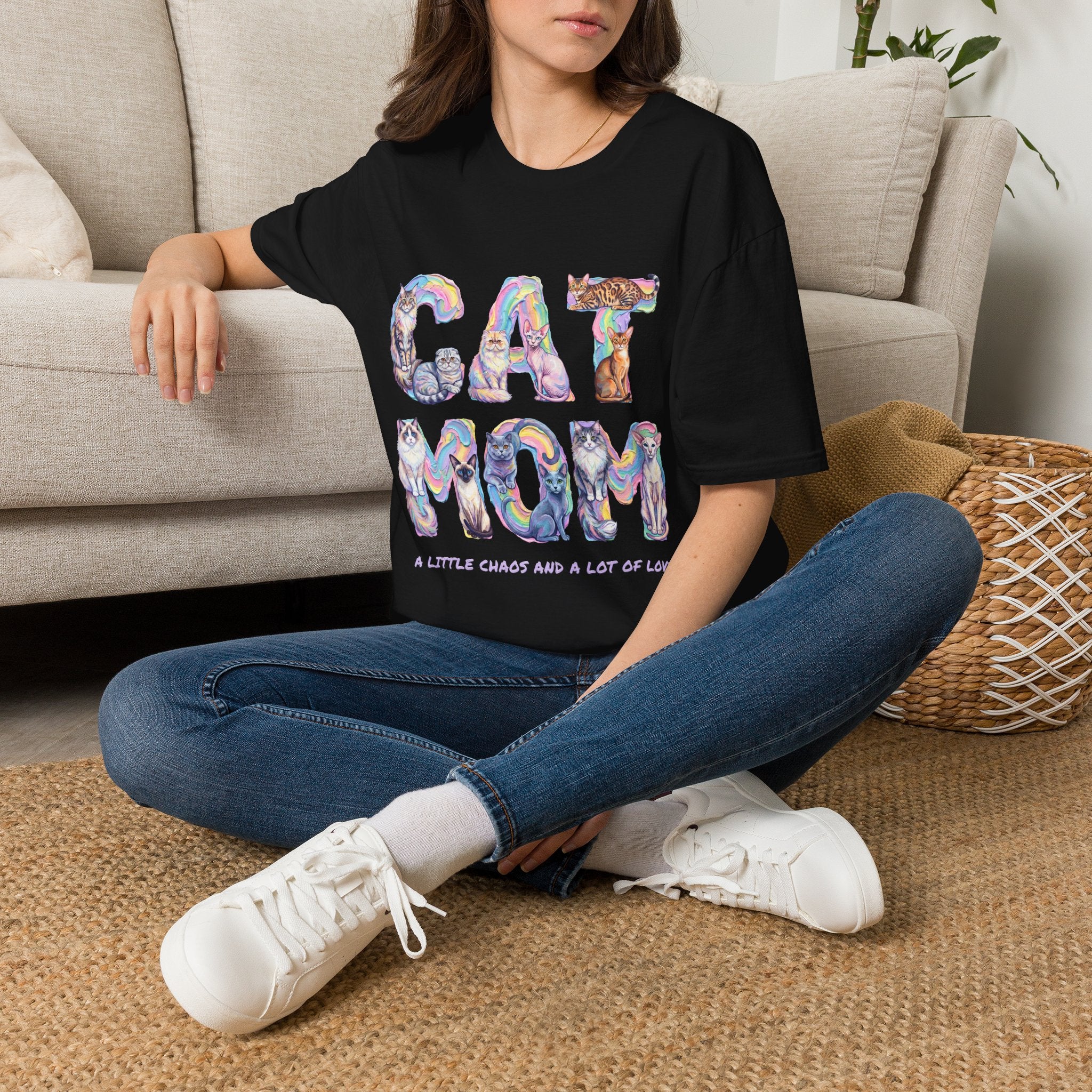 Cat Mom T-Shirt — Pastel Cat Lover Tee, Gift for Cat Moms