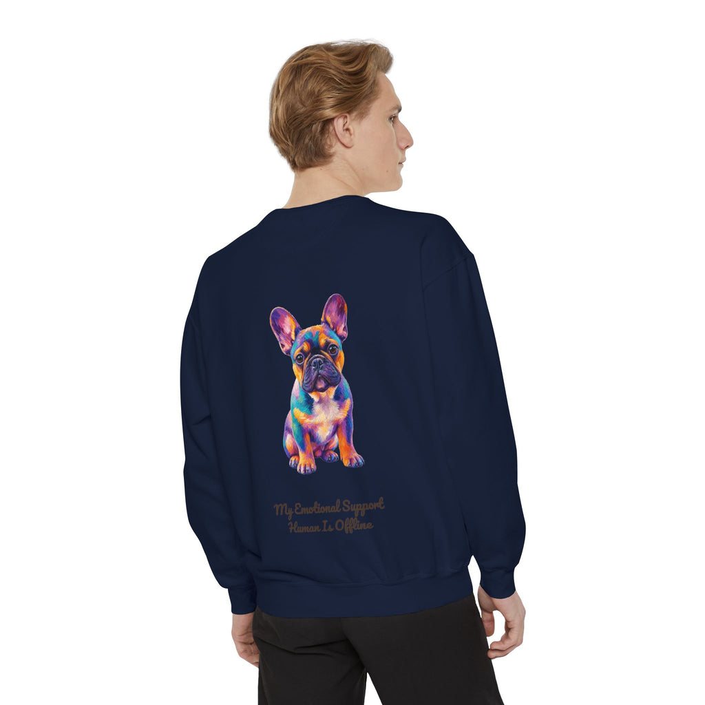 French Bulldog Shirt, My Emotional Support Human Is Offline Tee, Funny Frenchie Dog Mom Gift, Painterly Dog Lover Sweatshirt