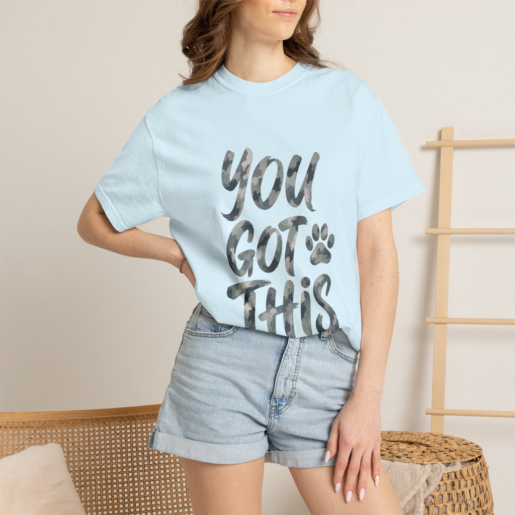 You Got This Shirt, Camo Motivational Tee, Encouragement Mental Health Gift, Positive Vibes Paw Print Sweatshirt