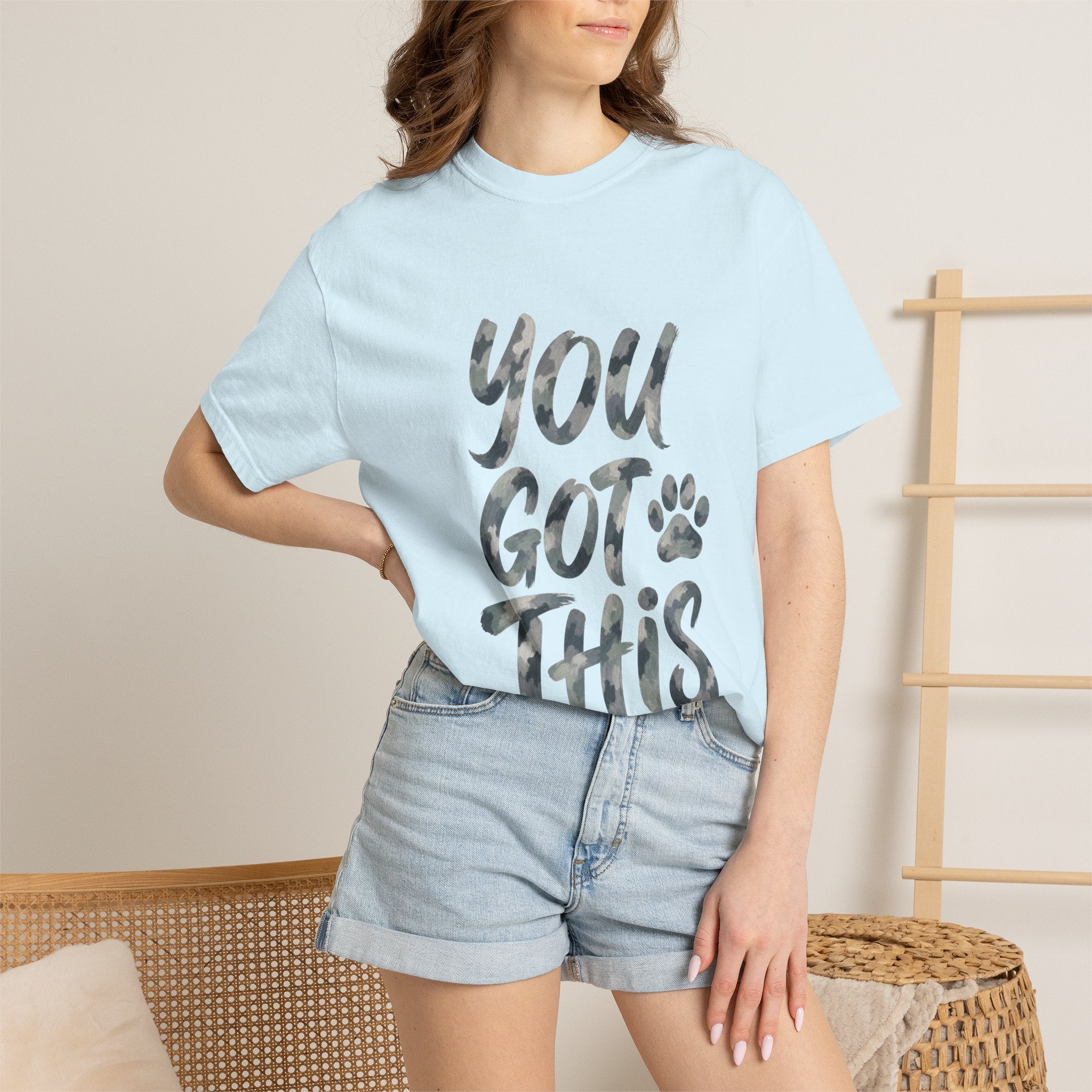 You Got This Shirt, Camo Motivational Tee, Encouragement Mental Health Gift, Positive Vibes Paw Print Sweatshirt