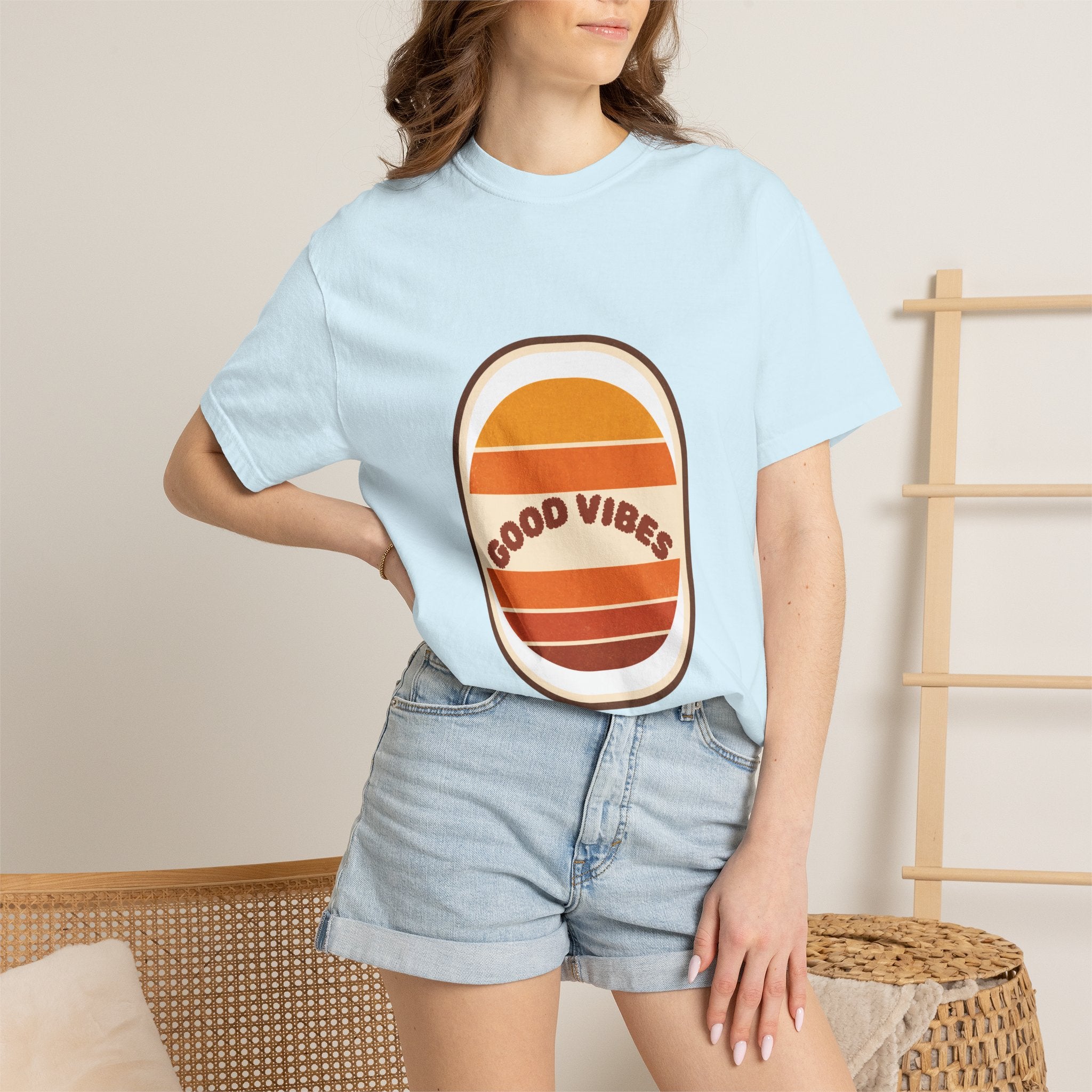 Good Vibes Retro Sunset Shirt, 70s Aesthetic Tee, Vintage Sunset Stripes Gift, Groovy Summer Sweatshirt