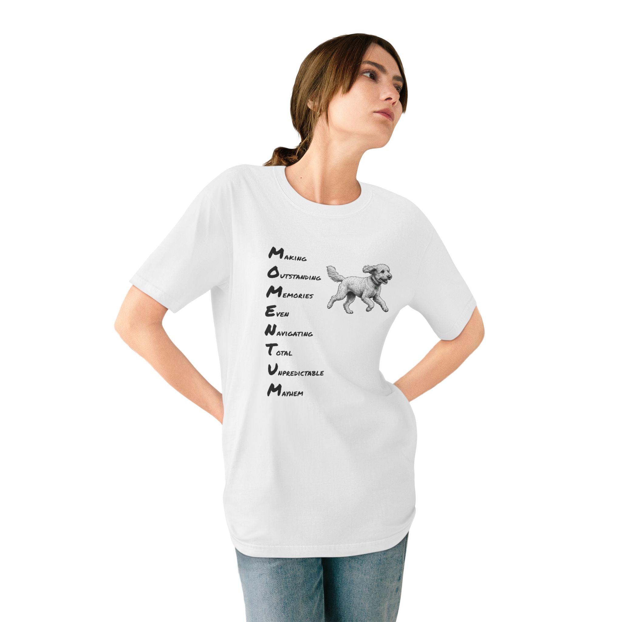 Organic Cotton Momentum Dog T-Shirt — Running Goldendoodle Tee