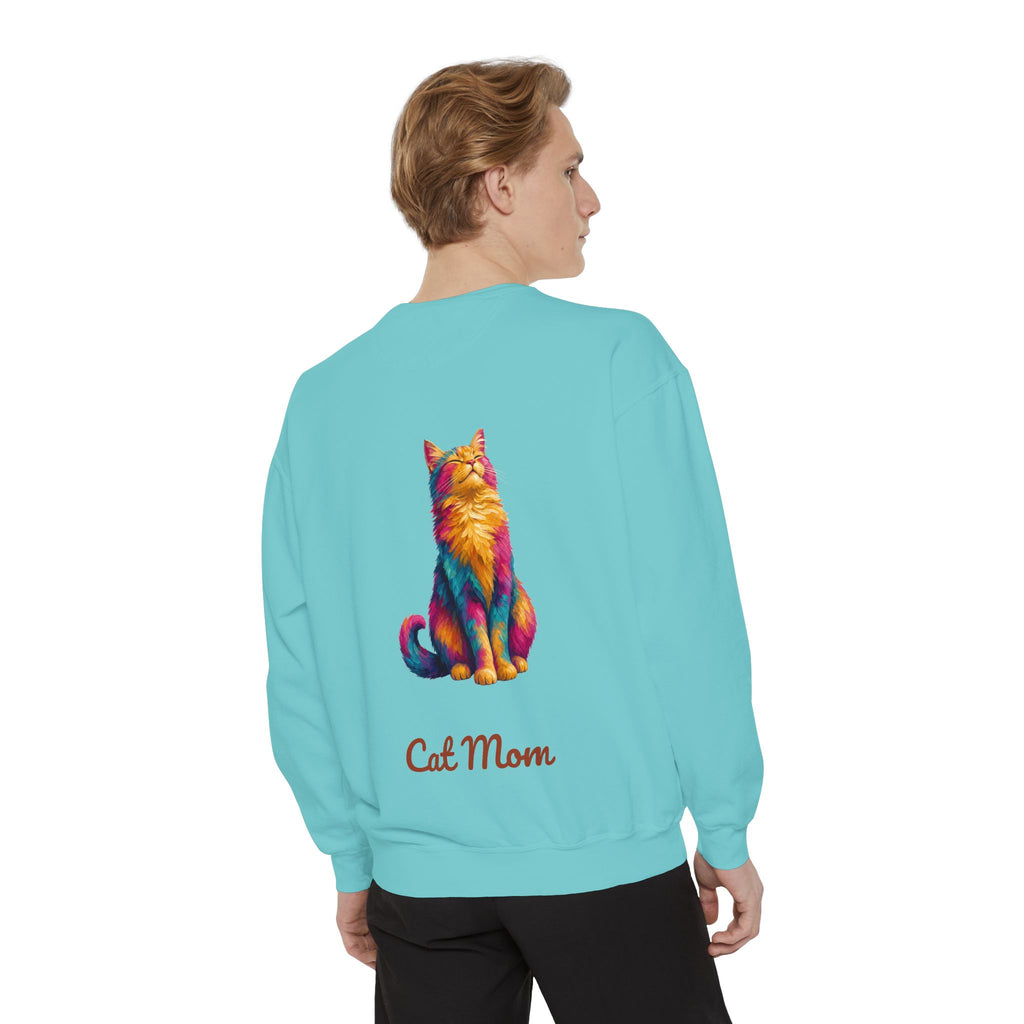 Cat Mom Shirt, Vibrant Painterly Cat Tee, Bold Cat Lover Gift, Colorful Cat Owner Sweatshirt