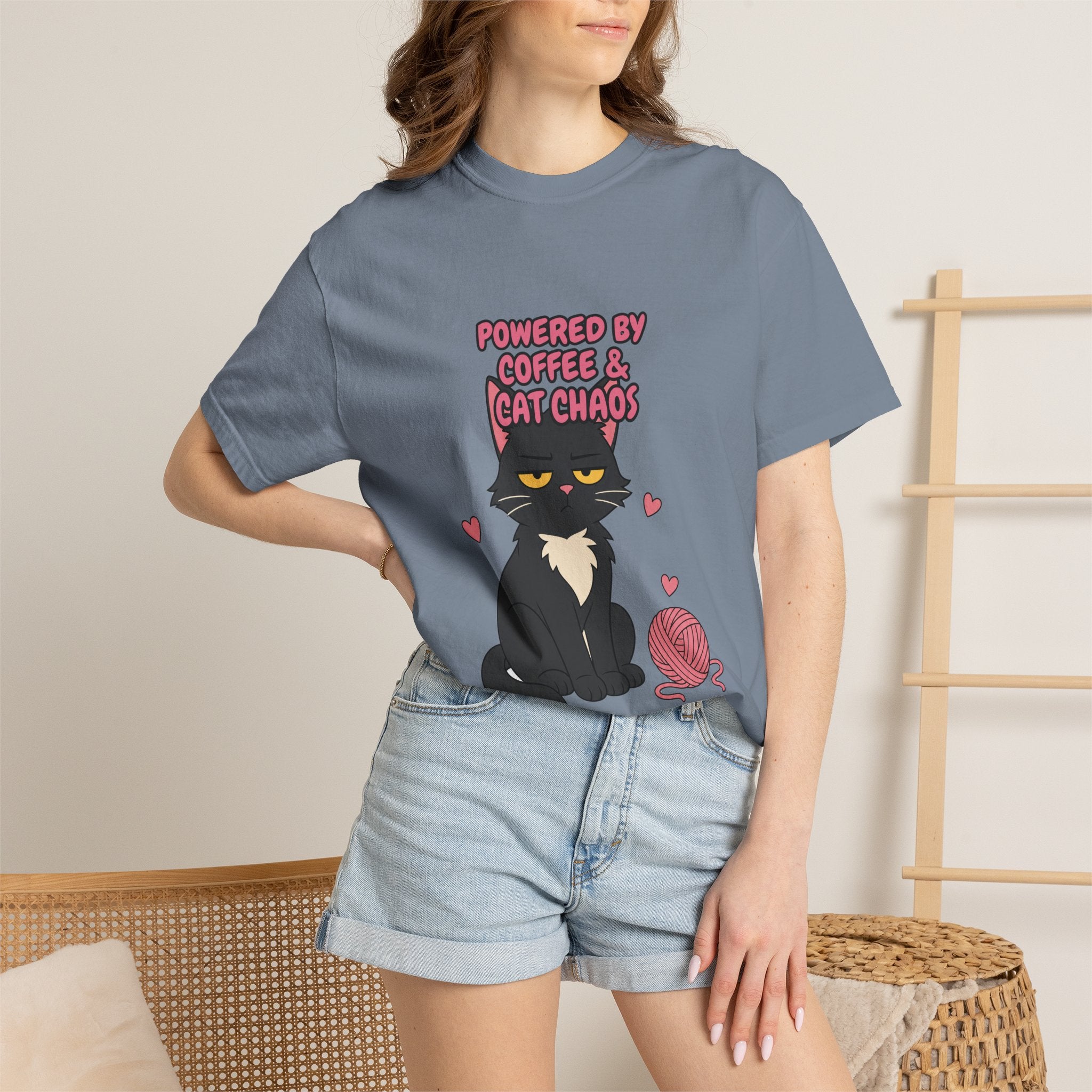 Powered By Coffee and Cat Chaos Shirt, Funny Cat Mom Coffee Tee, Cat Lover Gift, Cat Owner Sweatshirt