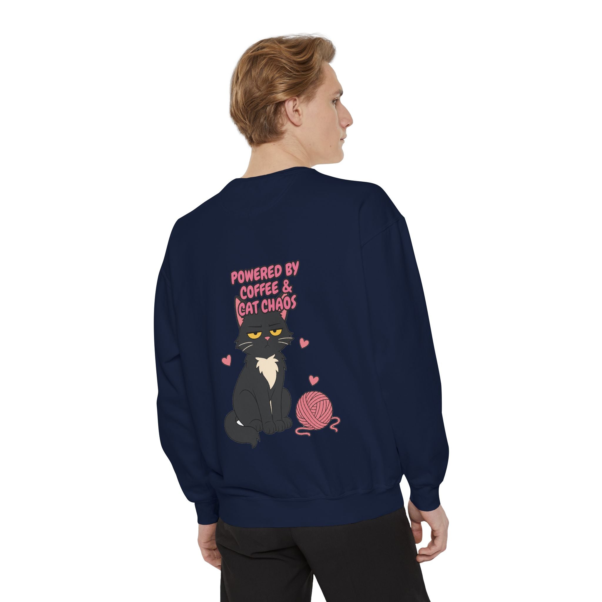 Powered By Coffee and Cat Chaos Shirt, Funny Cat Mom Coffee Tee, Cat Lover Gift, Cat Owner Sweatshirt