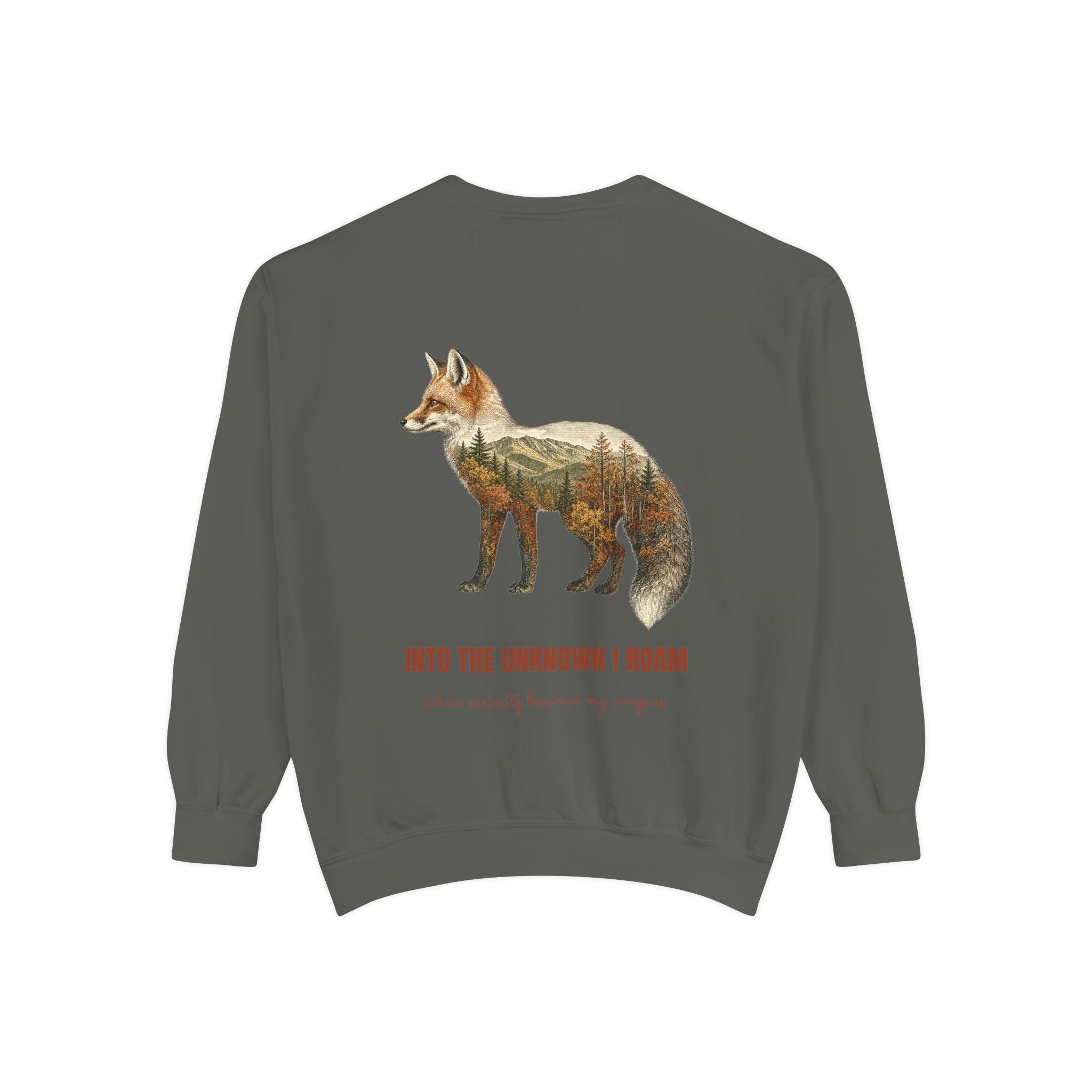 Into the Unknown I Roam Shirt, Fox Double Exposure Tee, Woodland Wanderlust Adventure Gift, Nature Hiking Sweatshirt