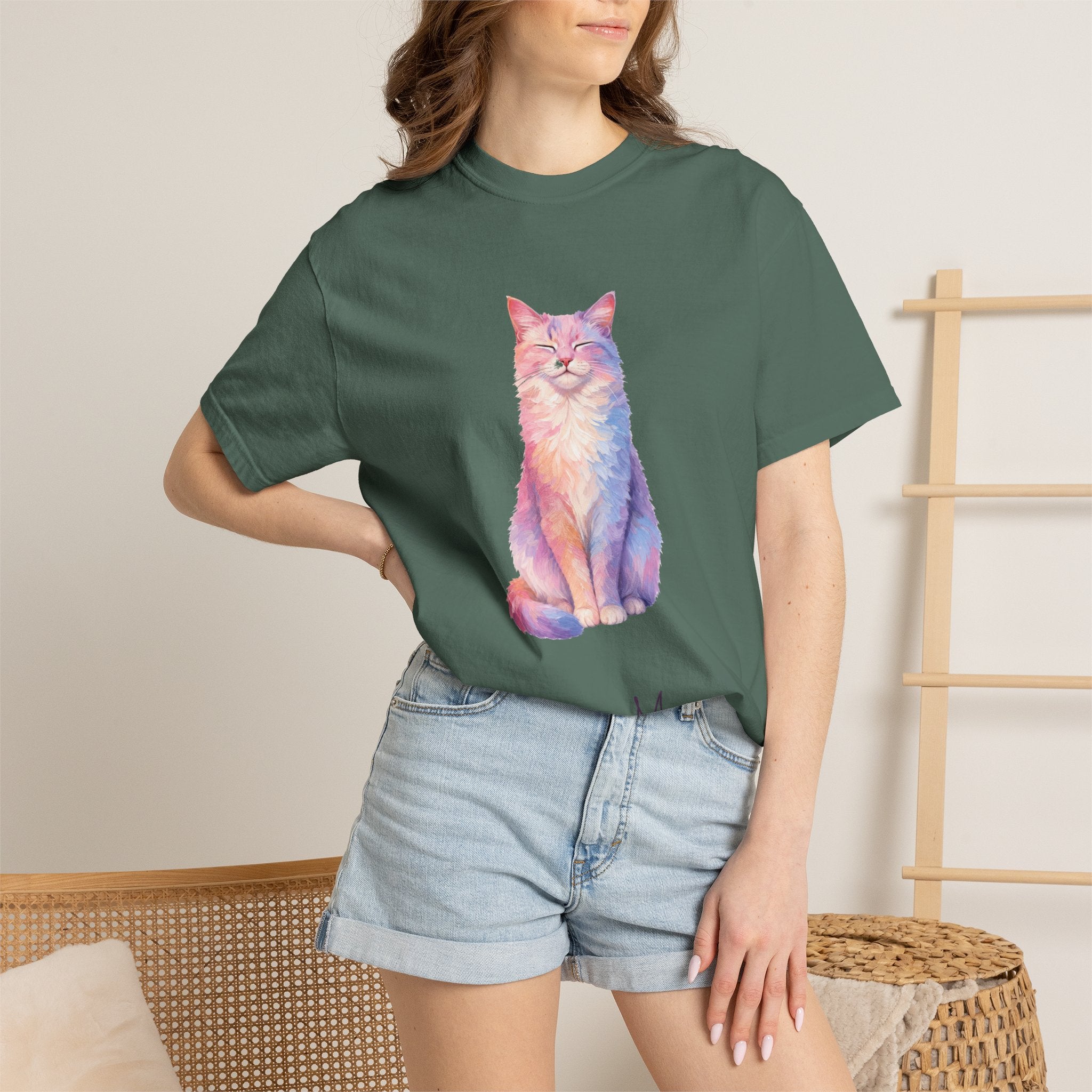 Cat Mom Shirt, Pastel Painterly Cat Tee, Cute Cat Lover Gift, Cat Owner Sweatshirt for Her