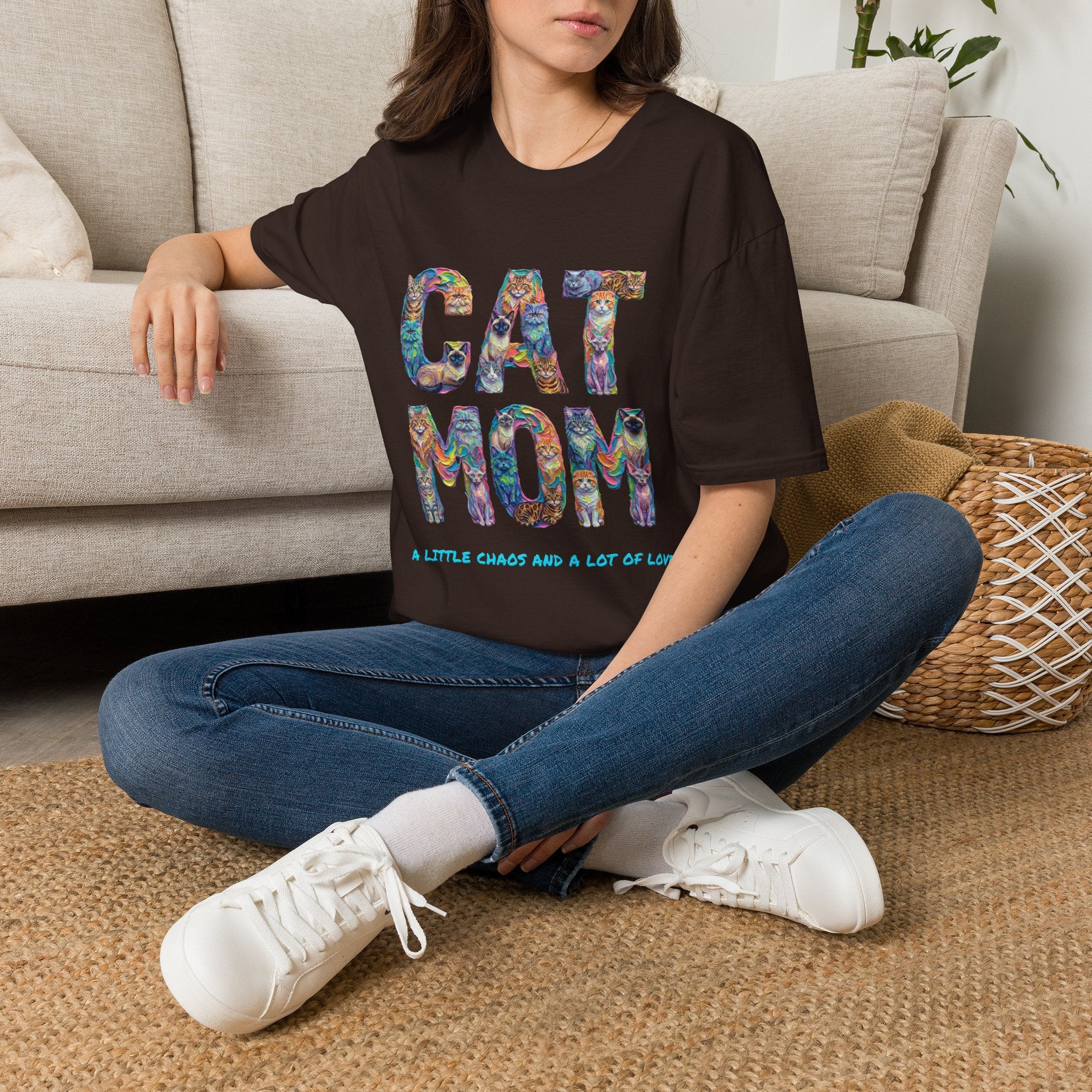 Cat Mom T-Shirt — Vibrant Cat Lover Tee, Gift for Cat Moms