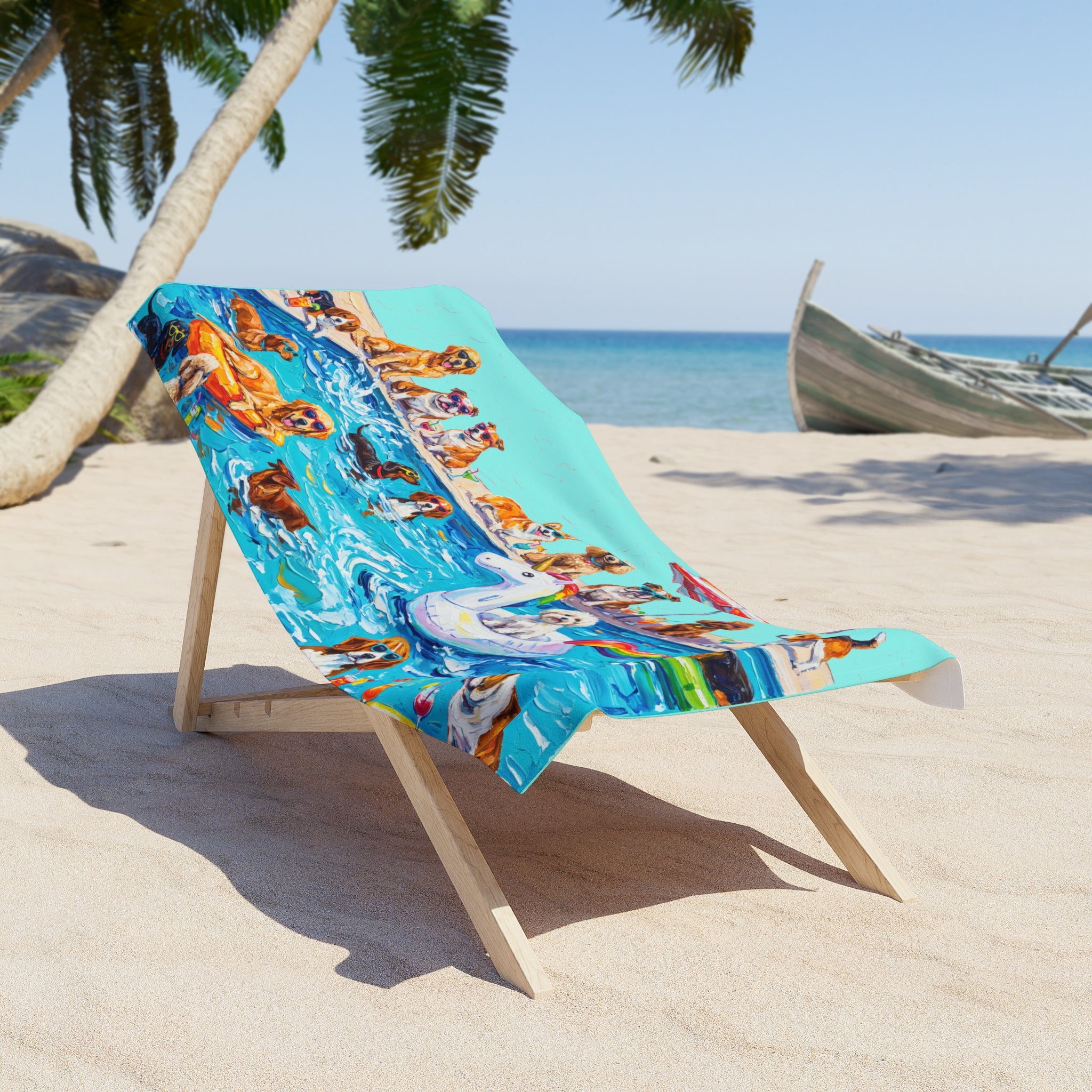 Dogs Pool Party Beach Towel — Funny Dog Summer Towel
