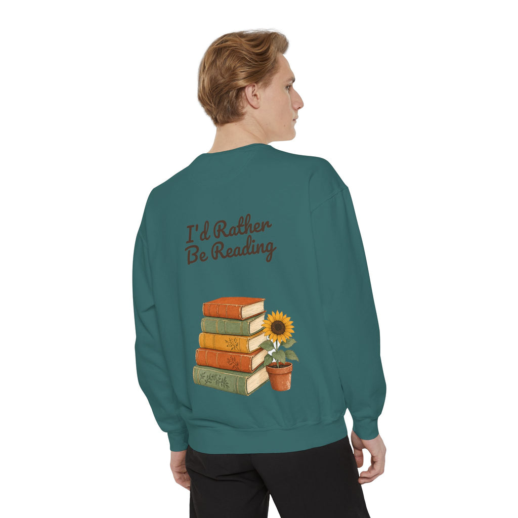 I'd Rather Be Reading Shirt, Book Lover Tee, Bookish Reader Gift, Cozy Sunflower Reading Sweatshirt