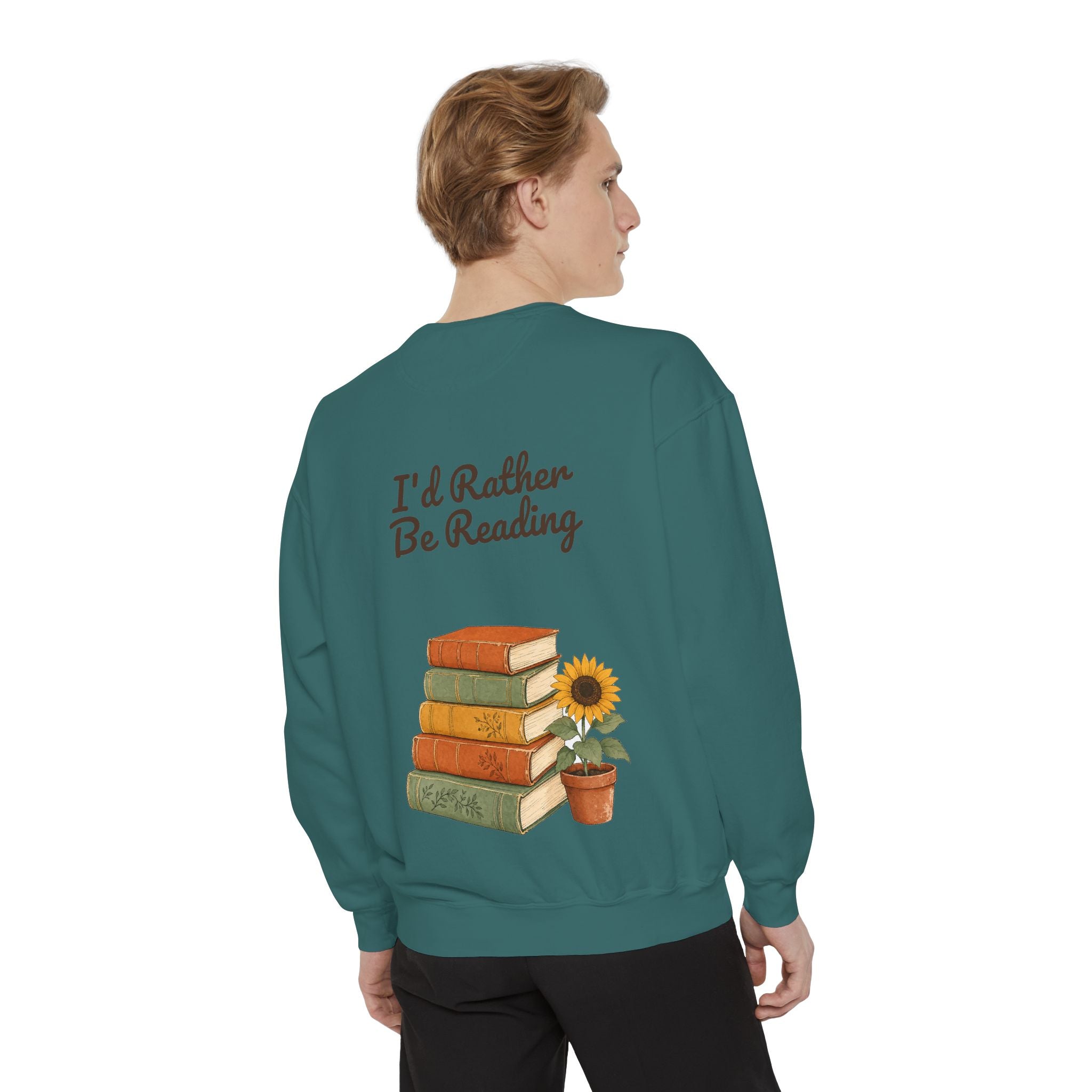 I'd Rather Be Reading Shirt, Book Lover Tee, Bookish Reader Gift, Cozy Sunflower Reading Sweatshirt