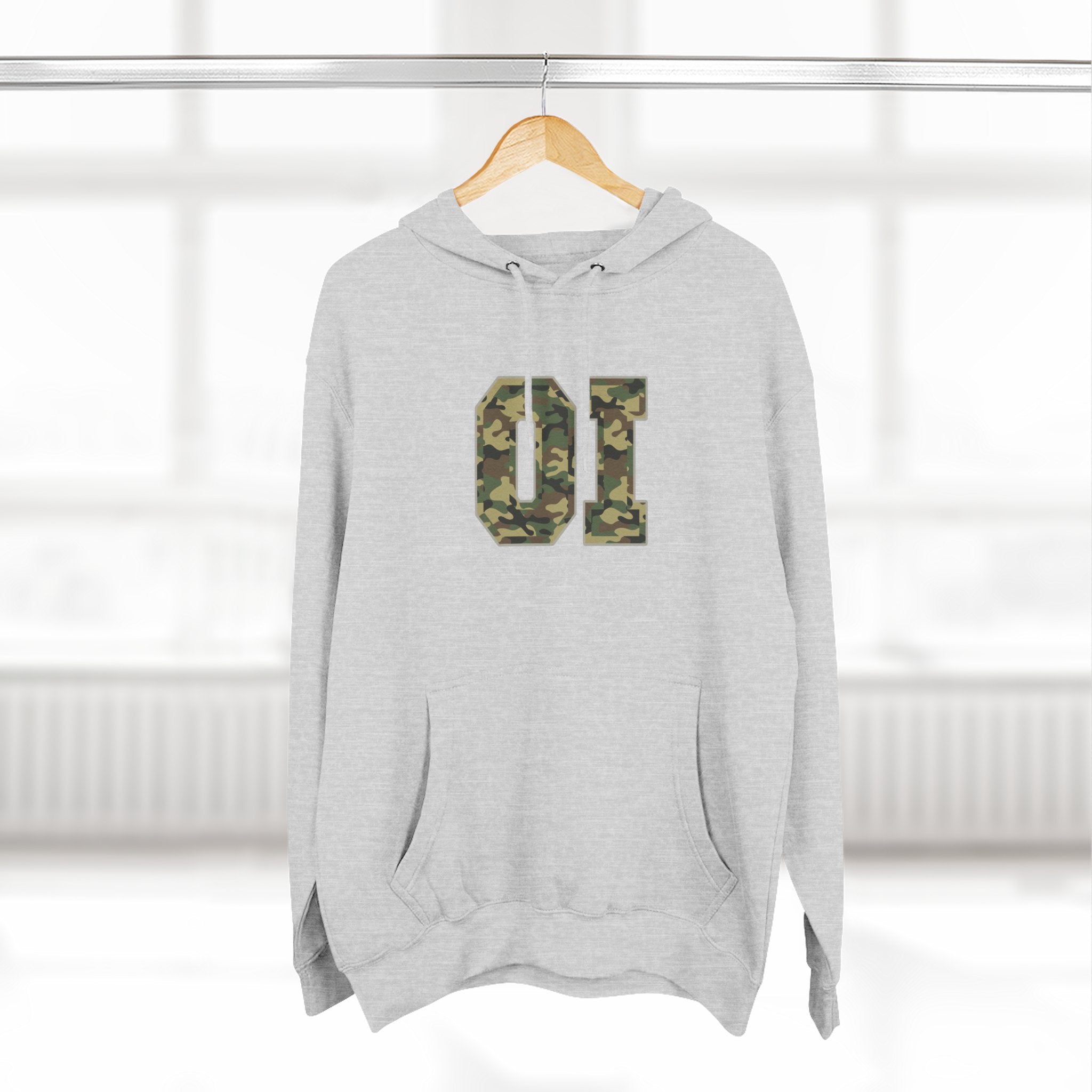 Camo OI Fleece Hoodie — Woodland Camo Pullover, Organic Intervention