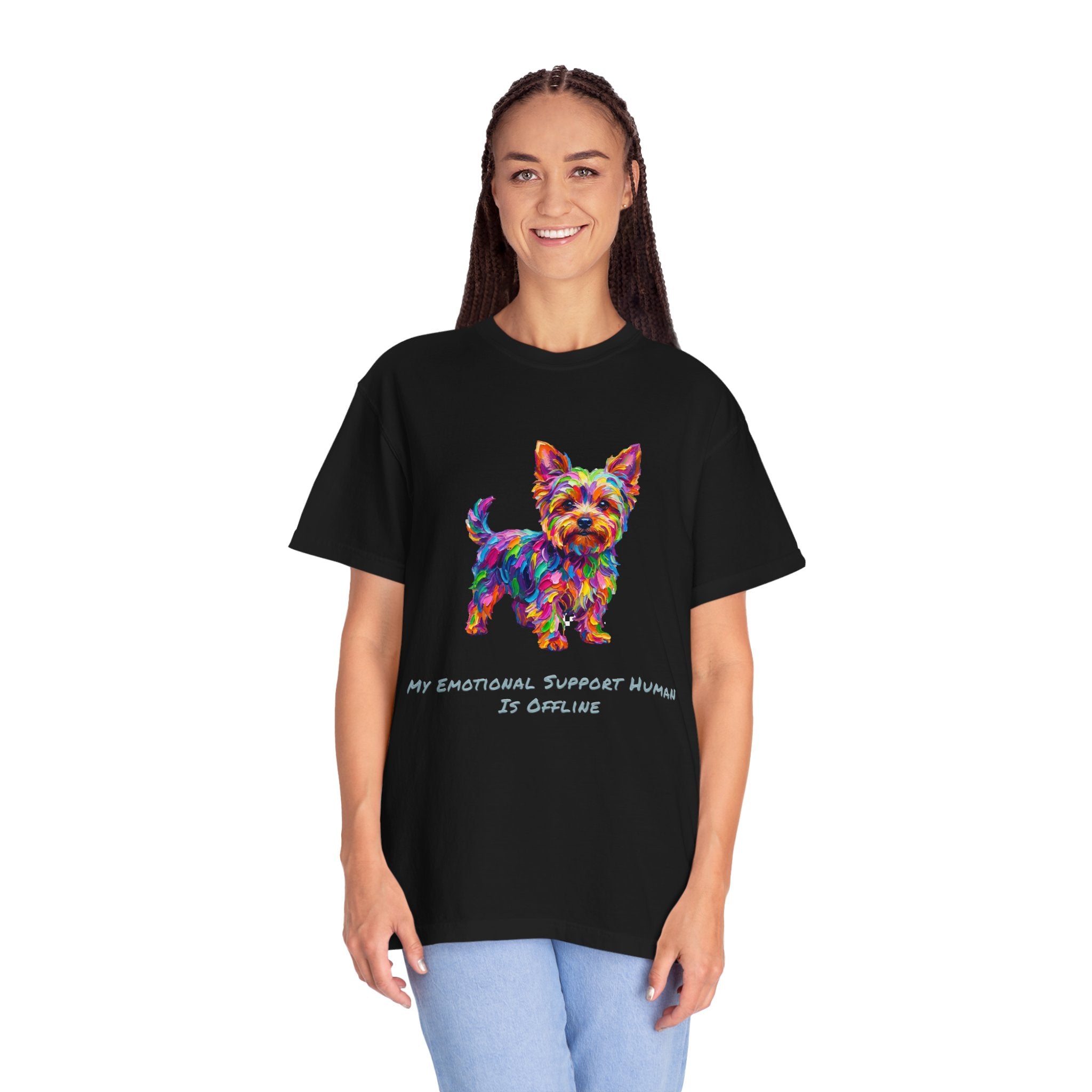 Yorkie T-Shirt — My Emotional Support Human Is Offline