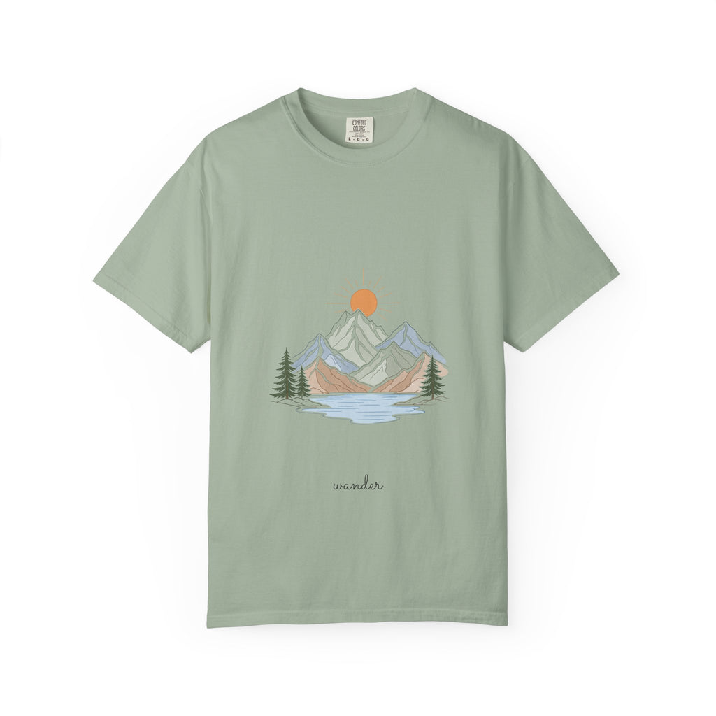 Minimalist Mountain Shirt, Wander Line Art Tee, Nature Hiking Adventure Gift, Modern Outdoor Sweatshirt
