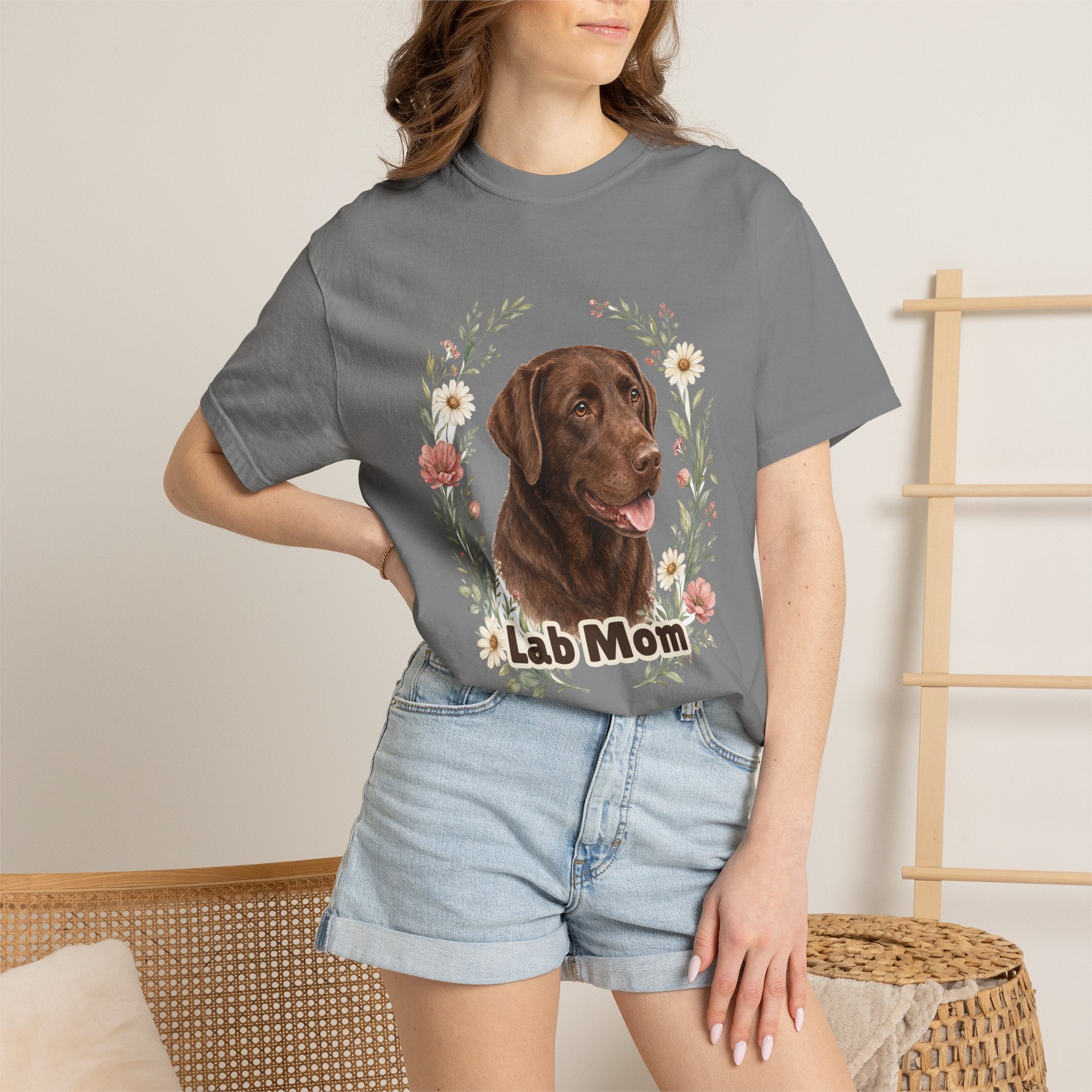Chocolate Lab Mom Shirt, Labrador Mom Tee, Dog Mom Gift, Wildflower Dog Lover Sweatshirt, Cute Dog Owner Gift