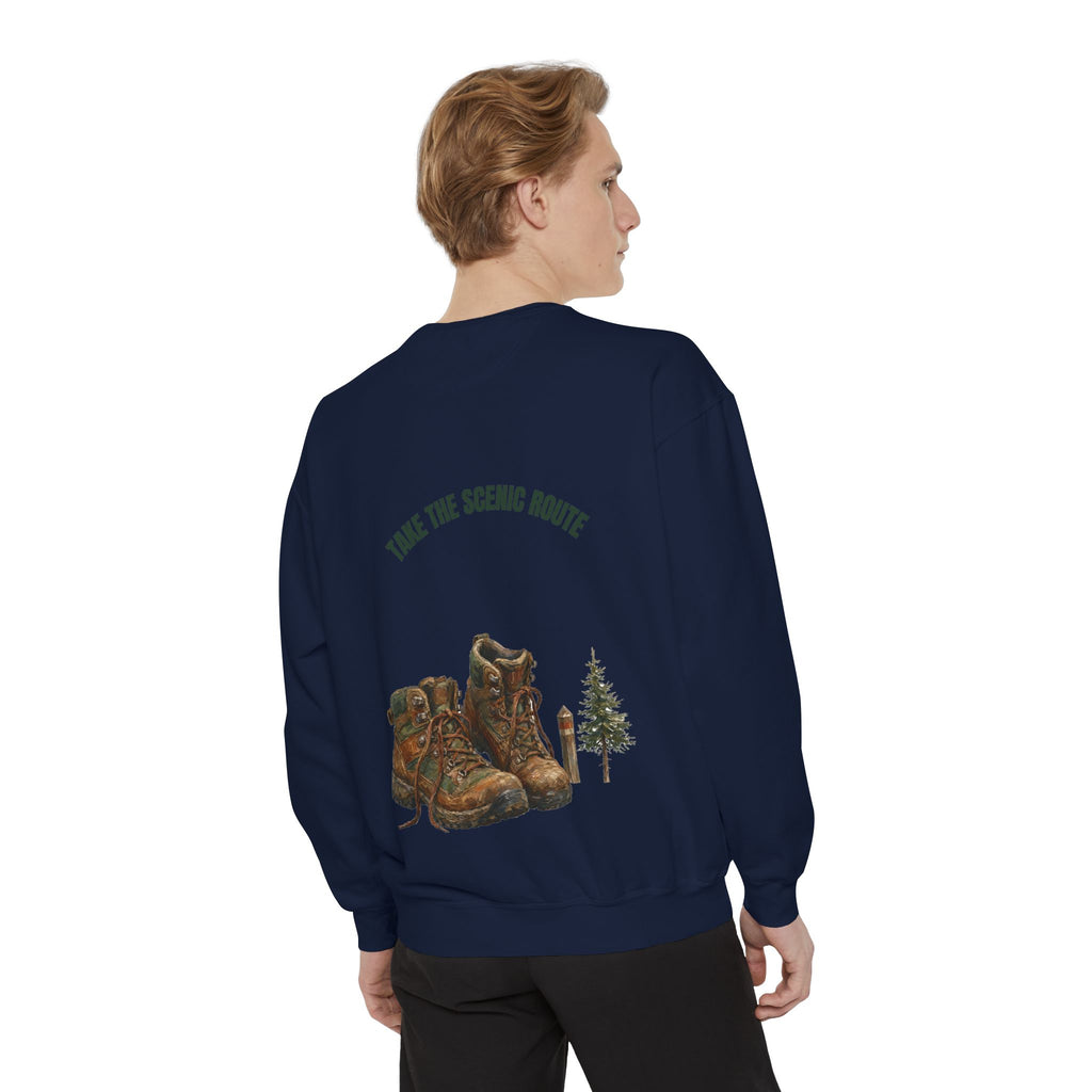 Take the Scenic Route Shirt, Hiking Trail Tee, Outdoor Adventure Nature Gift, Painterly Mountain Sweatshirt