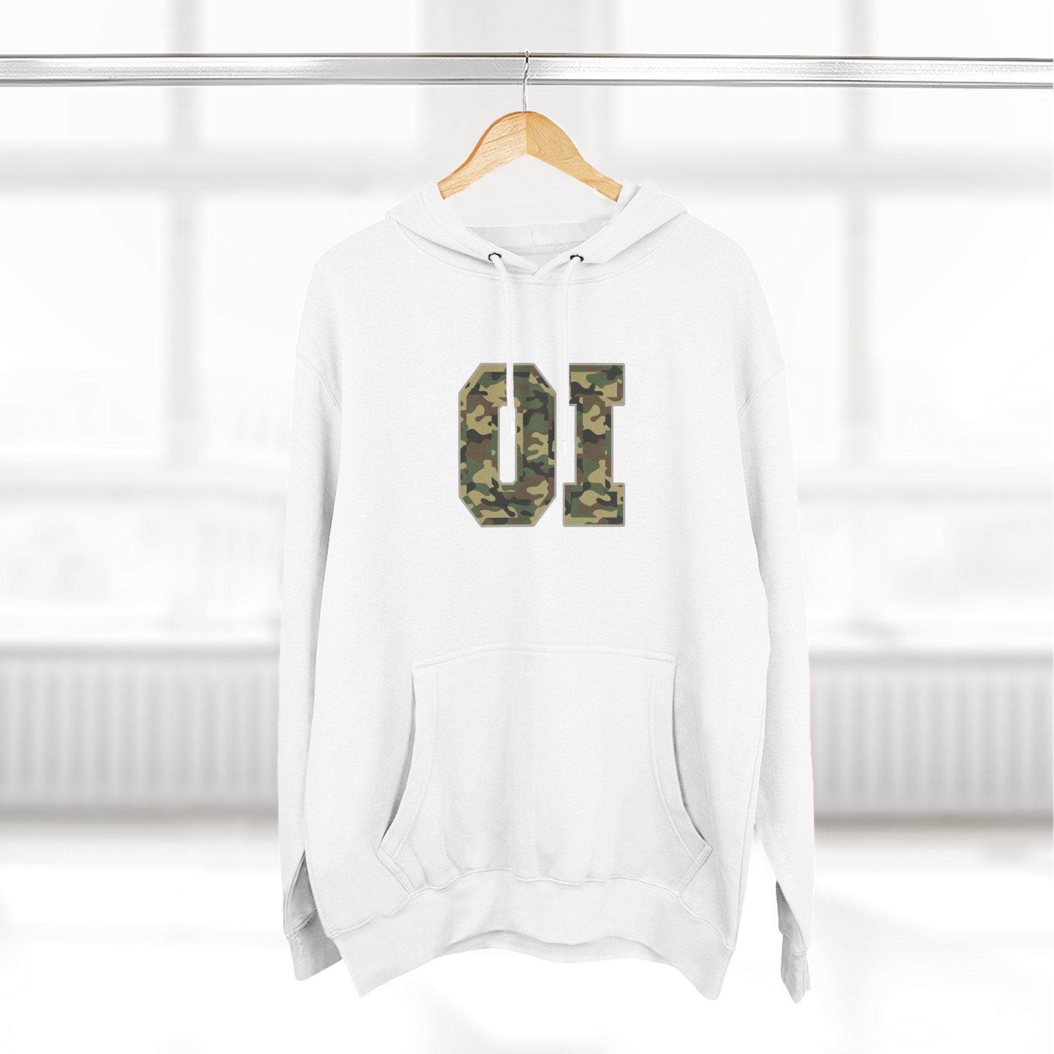 Camo OI Fleece Hoodie — Woodland Camo Pullover, Organic Intervention