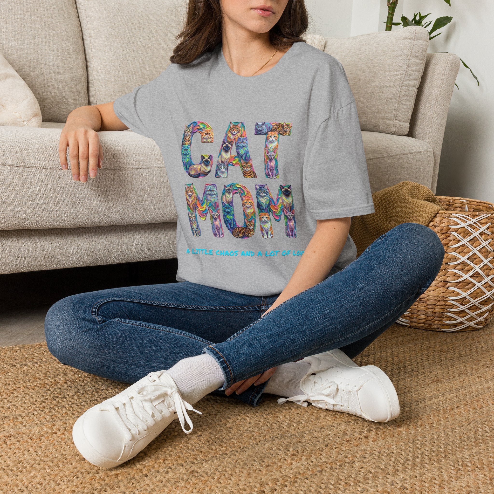 Cat Mom T-Shirt — Vibrant Cat Lover Tee, Gift for Cat Moms