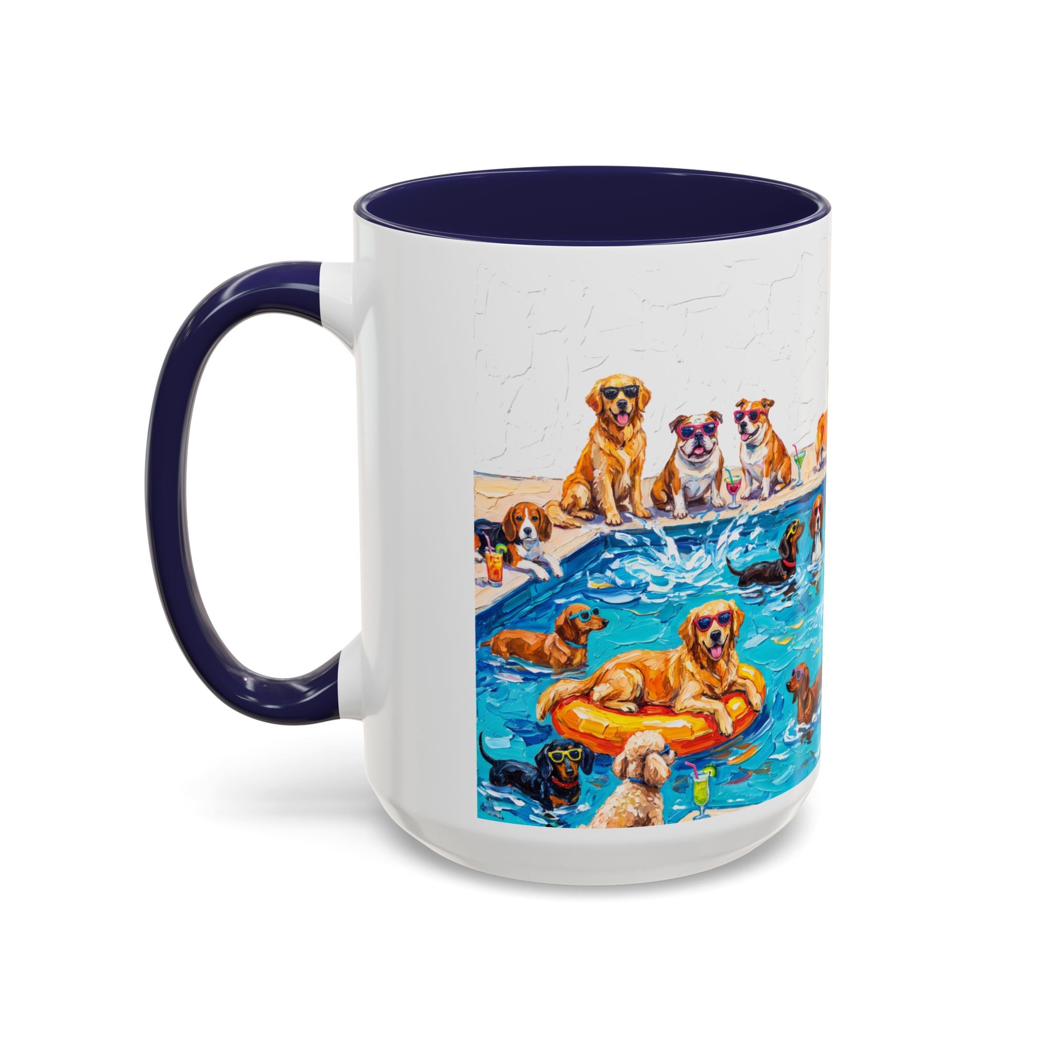 Dogs Pool Party Coffee Mug — Funny Summer Dog Mug (15 oz)