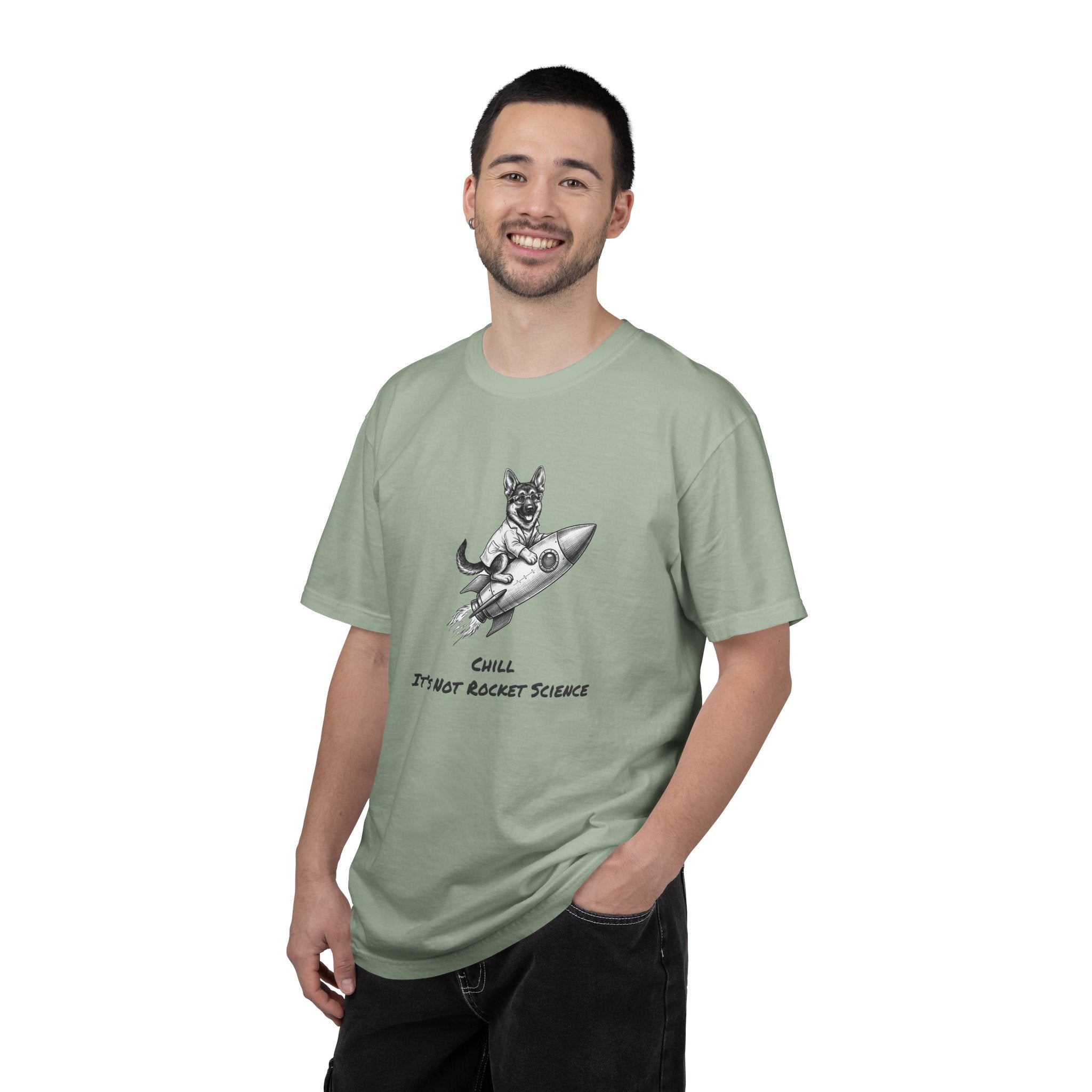 Dog on Rocket T-Shirt — Chill, It's Not Rocket Science