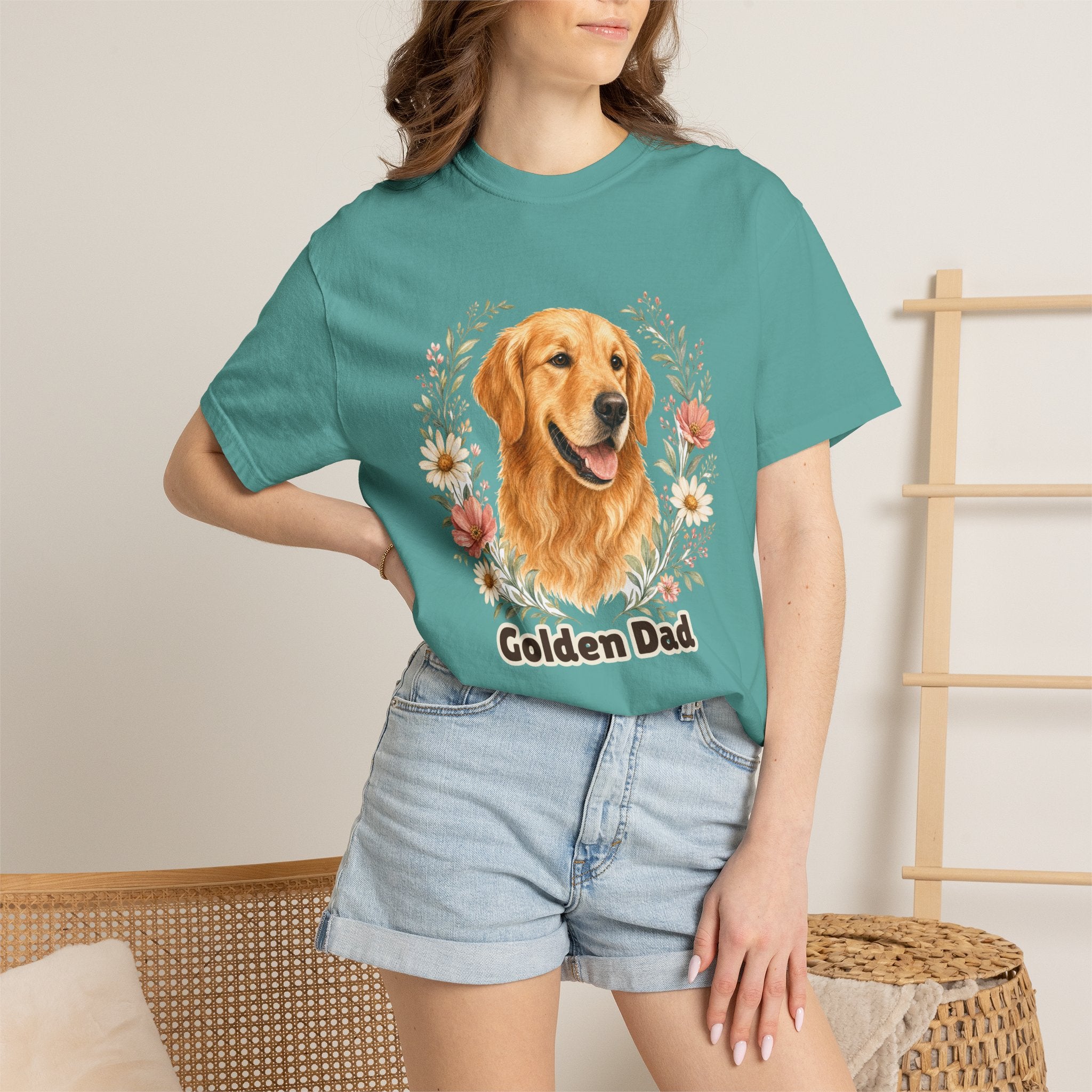 Golden Retriever Dad Shirt, Golden Dad Tee, Dog Dad Gift, Wildflower Dog Lover Sweatshirt, Cute Dog Owner Gift