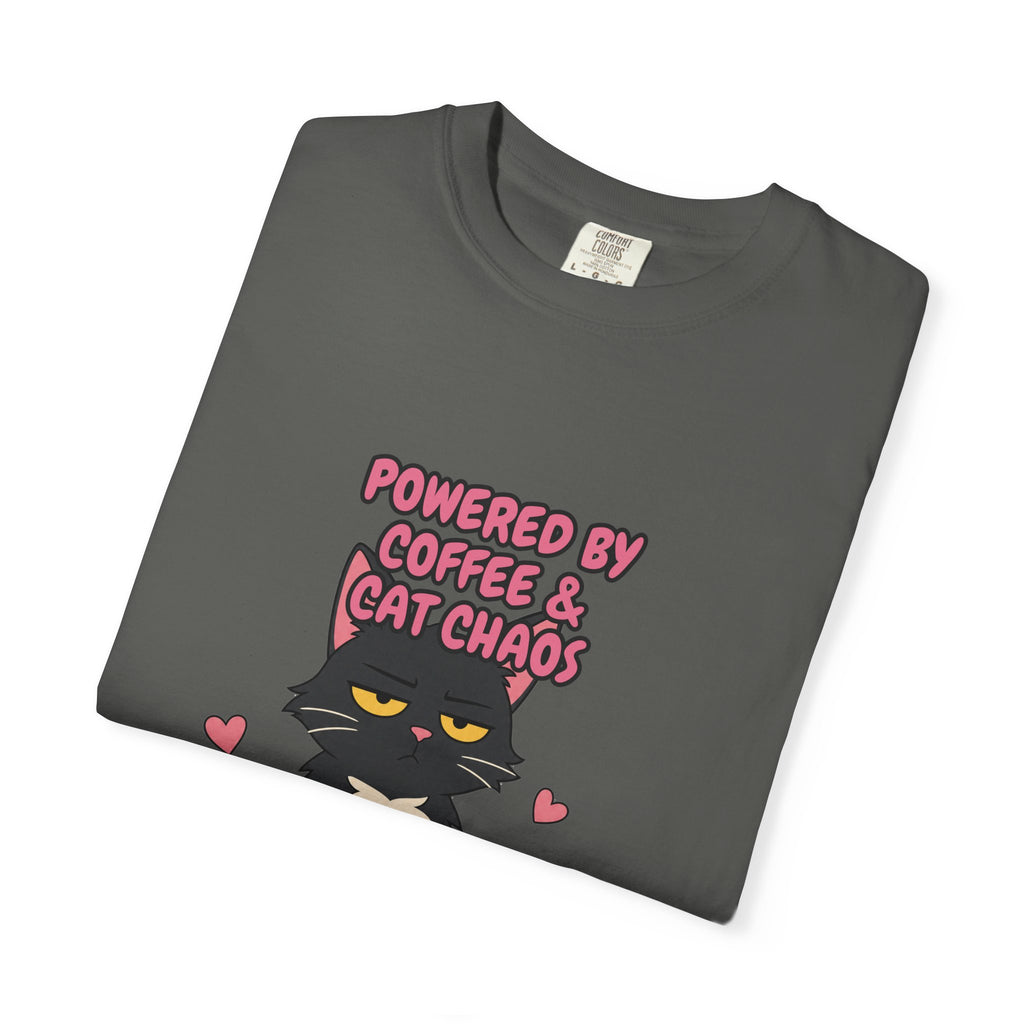 Powered By Coffee and Cat Chaos Shirt, Funny Cat Mom Coffee Tee, Cat Lover Gift, Cat Owner Sweatshirt