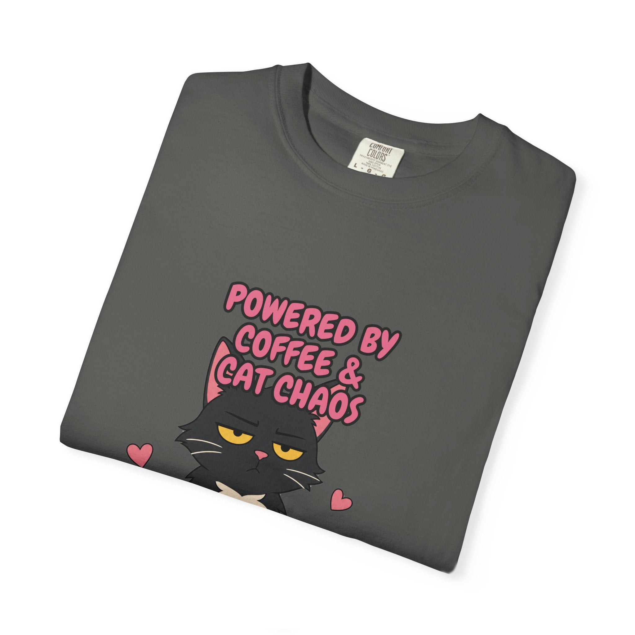 Powered By Coffee and Cat Chaos Shirt, Funny Cat Mom Coffee Tee, Cat Lover Gift, Cat Owner Sweatshirt