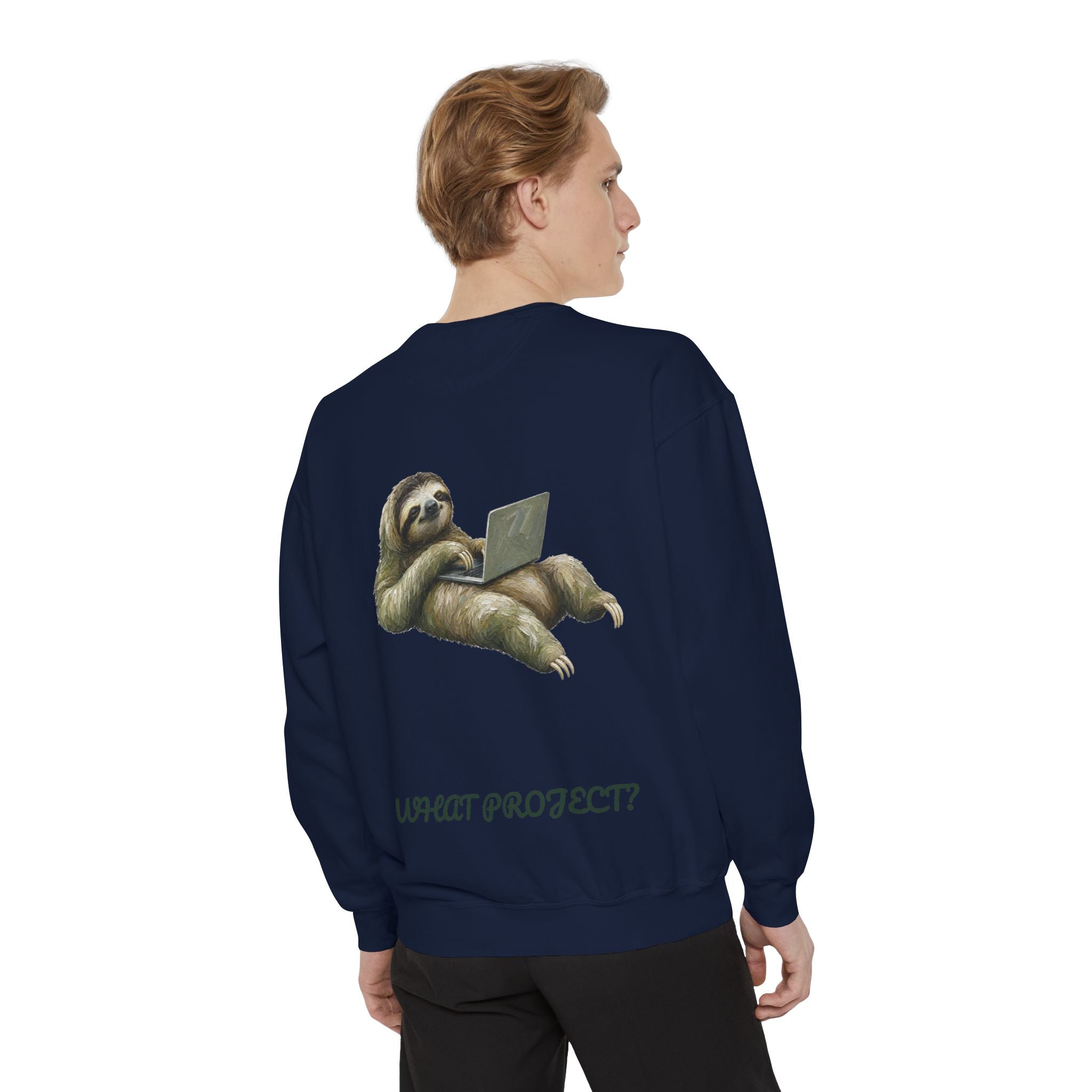 Sloth With Laptop Shirt, What Project Funny Tee, Lazy Work From Home Gift, Painterly Sloth Sweatshirt