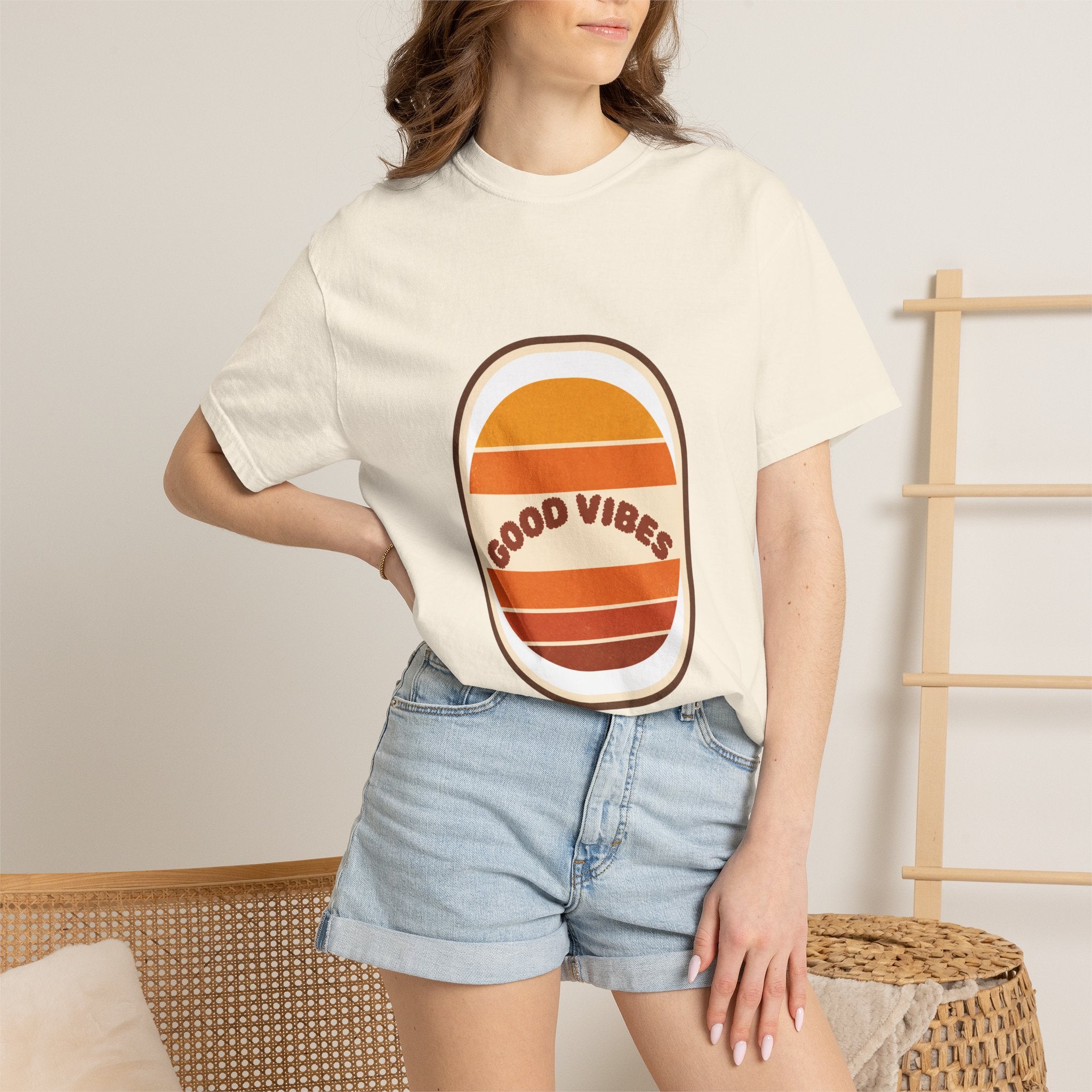 Good Vibes Retro Sunset Shirt, 70s Aesthetic Tee, Vintage Sunset Stripes Gift, Groovy Summer Sweatshirt