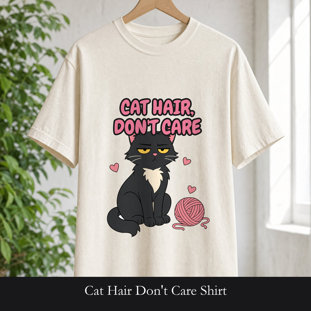 Cat Hair Don't Care Shirt, Funny Cat Mom Tee, Cat Lover Gift, Cat Owner Sweatshirt