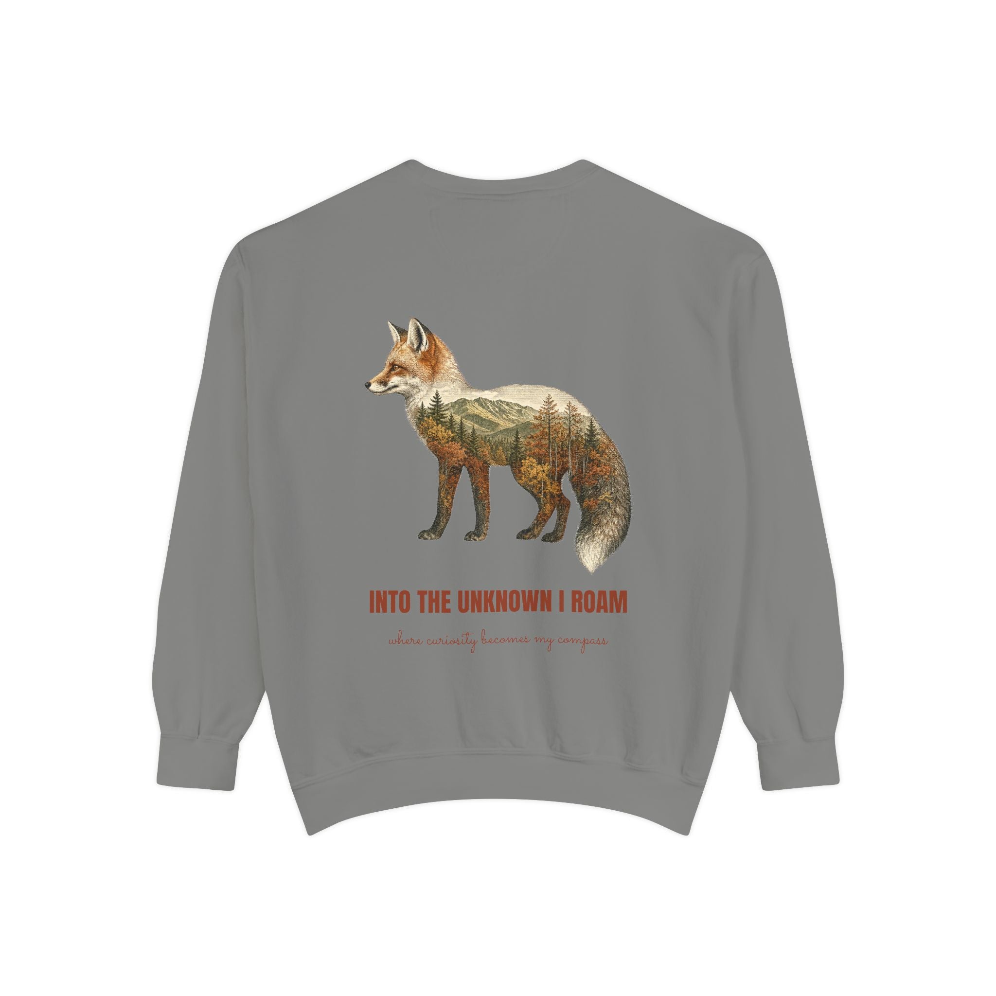Into the Unknown I Roam Shirt, Fox Double Exposure Tee, Woodland Wanderlust Adventure Gift, Nature Hiking Sweatshirt