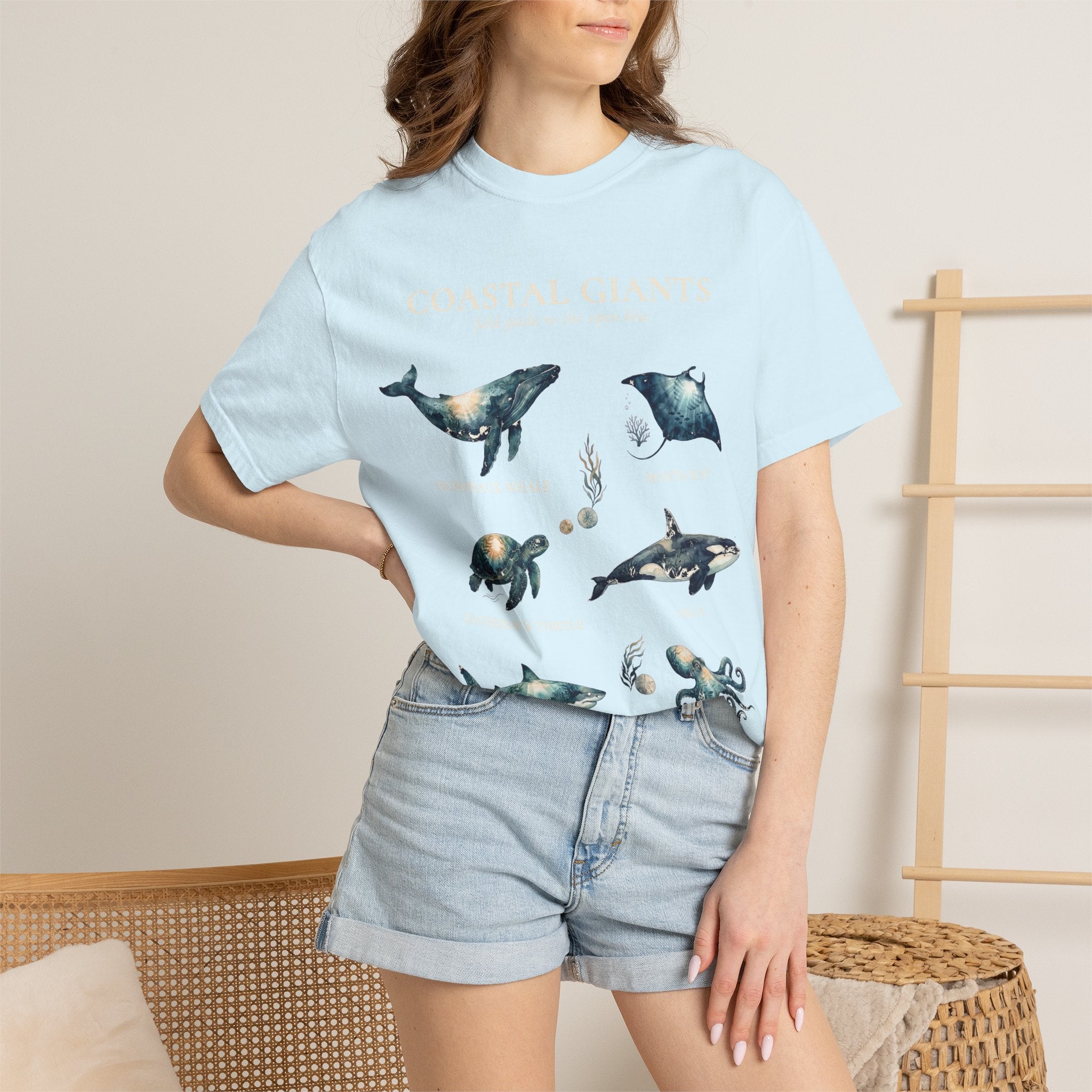Vintage Ocean Creatures Sweatshirt, Marine Life Field Guide Crewneck, Whale Octopus Sea Turtle Ocean Lover Gift