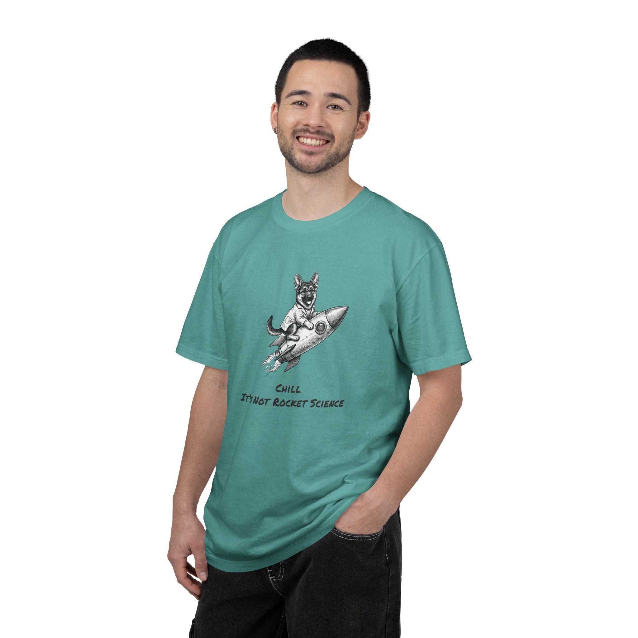 Dog on Rocket T-Shirt — Chill, It's Not Rocket Science