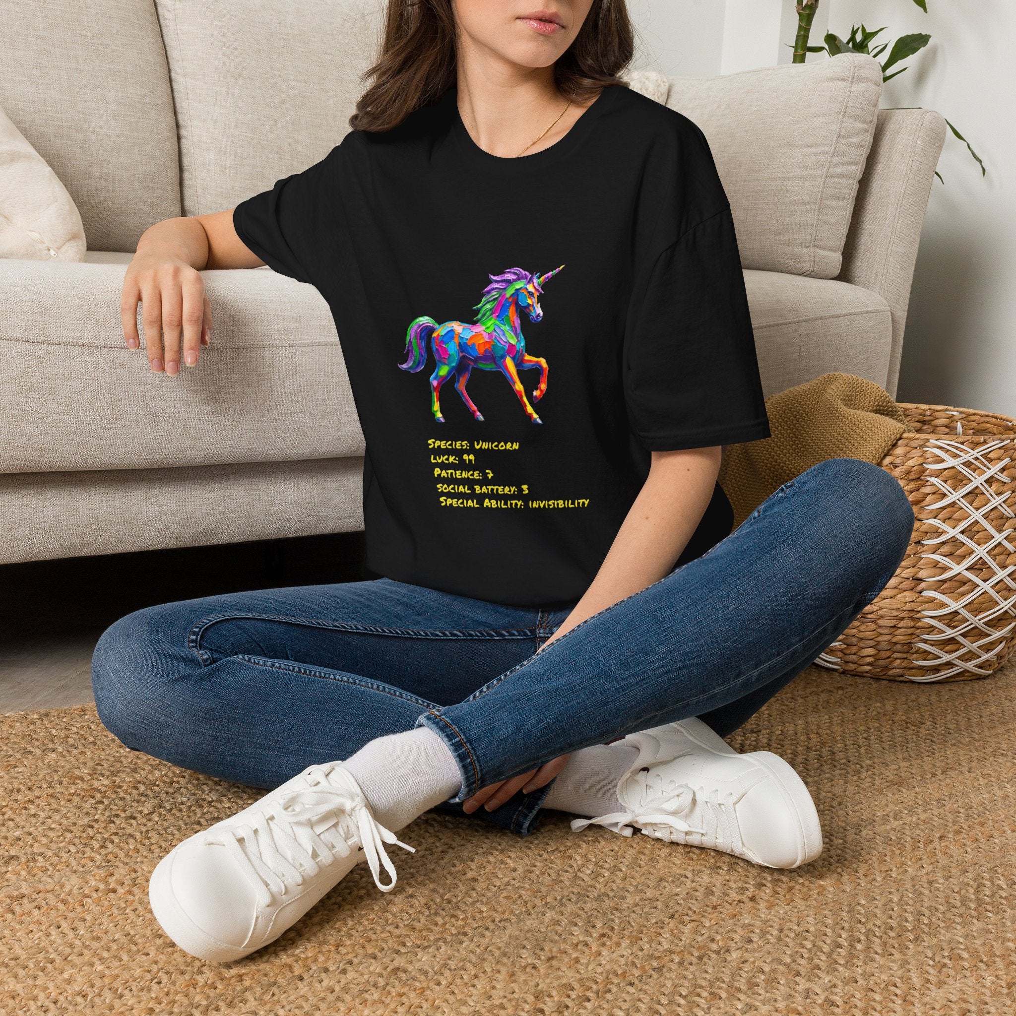 Unicorn Stat Card Shirt — Special Ability: Invisibility, RPG Tee