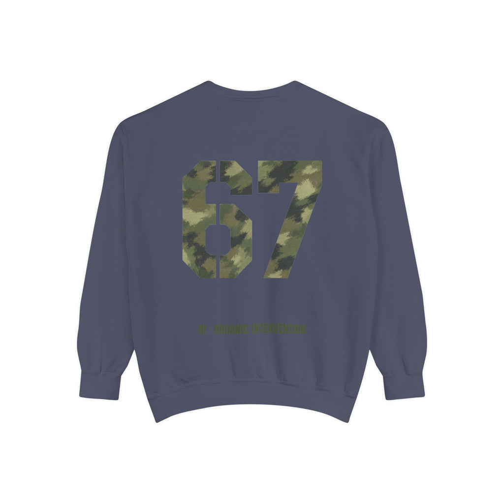 Organic Intervention 67 Camo Shirt, OI Military Number Tee, Streetwear Camo Graphic Gift, Bold Statement Sweatshirt