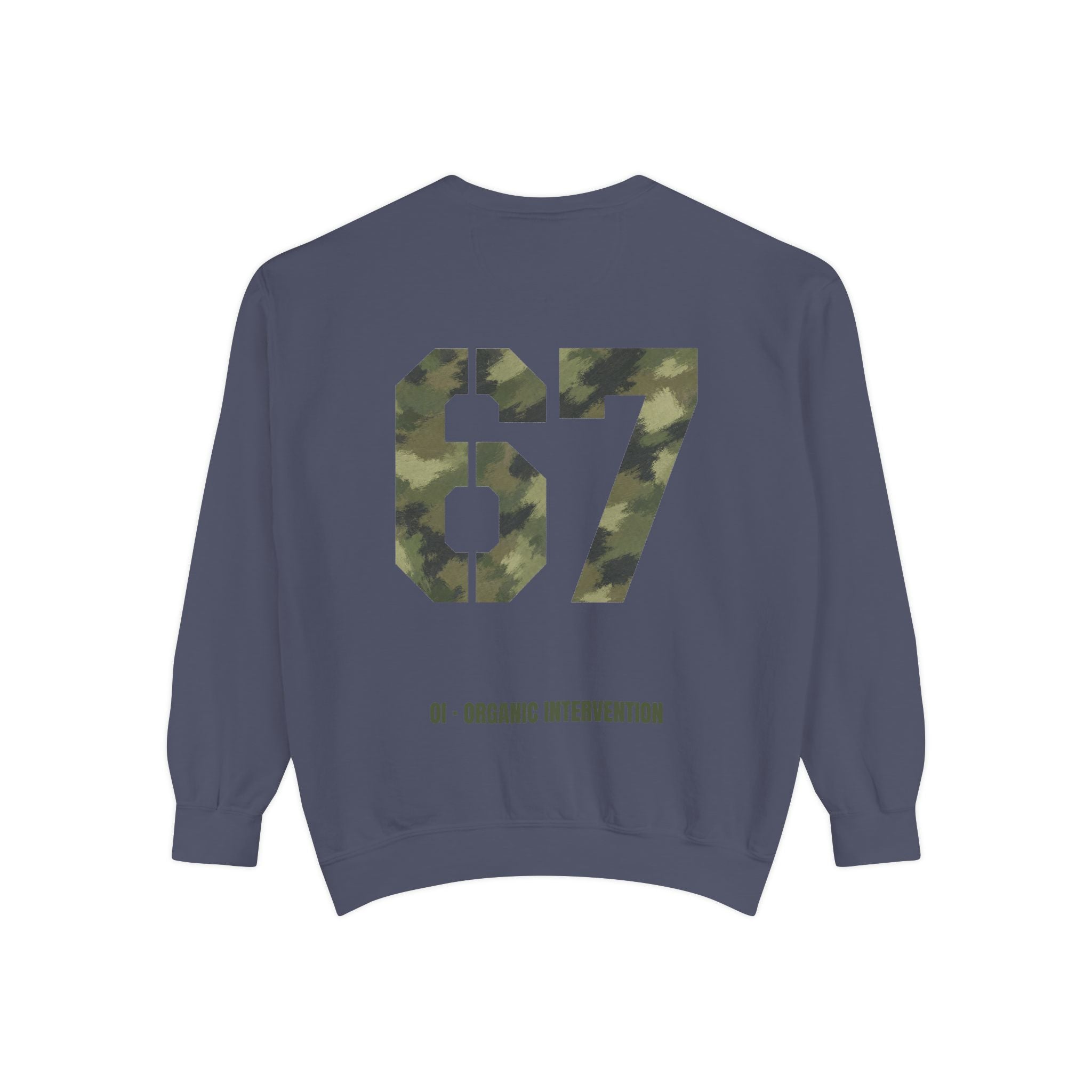Organic Intervention 67 Camo Shirt, OI Military Number Tee, Streetwear Camo Graphic Gift, Bold Statement Sweatshirt