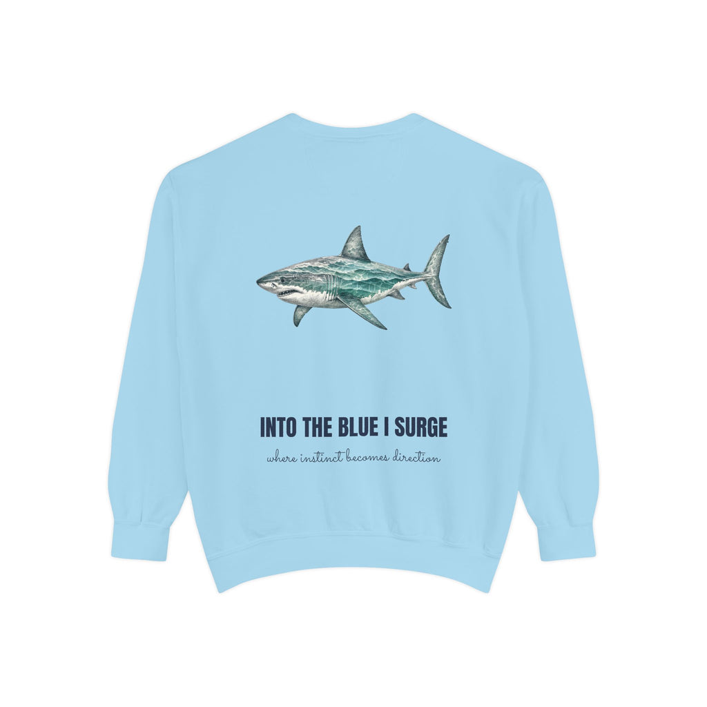 Into the Blue I Surge Shirt, Great White Shark Double Exposure Tee, Ocean Diver Sea Life Gift, Nautical Sweatshirt