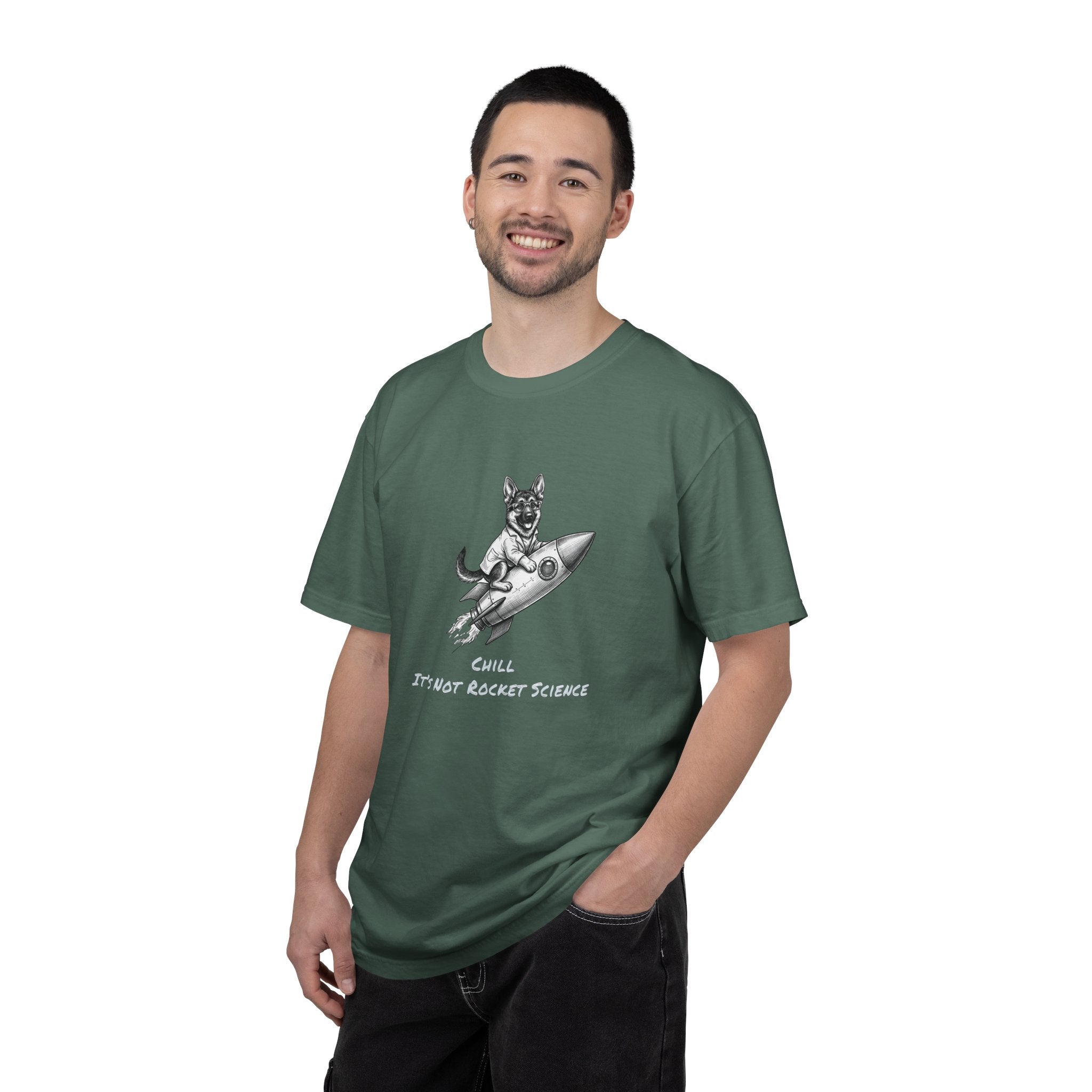 Dog on Rocket T-Shirt — Chill, It's Not Rocket Science