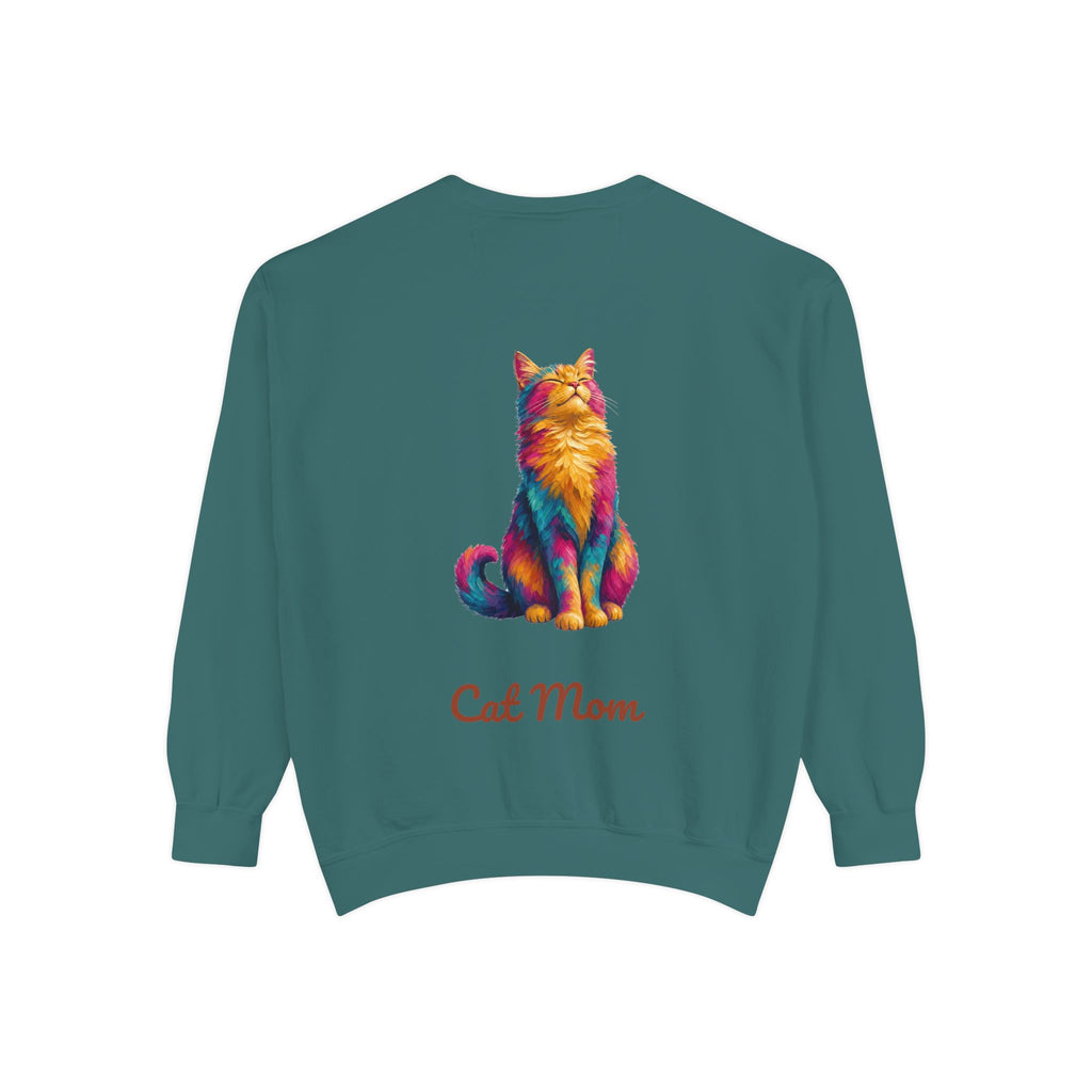 Cat Mom Shirt, Vibrant Painterly Cat Tee, Bold Cat Lover Gift, Colorful Cat Owner Sweatshirt