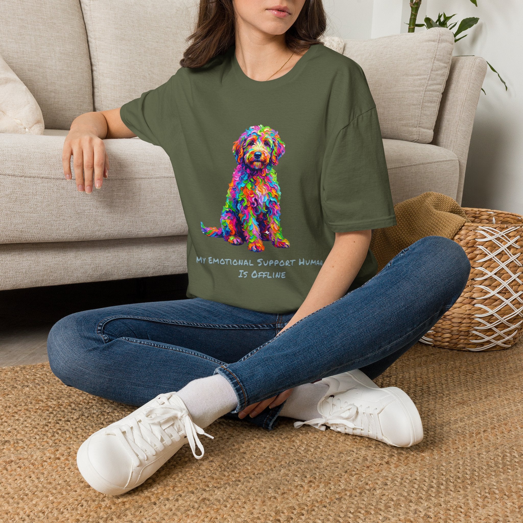 Goldendoodle T-Shirt — My Emotional Support Human Is Offline
