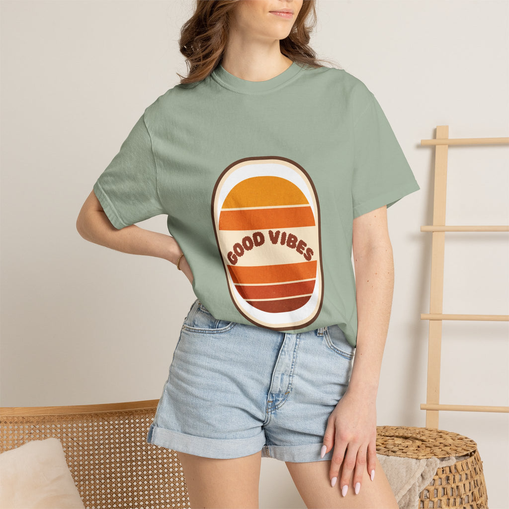 Good Vibes Retro Sunset Shirt, 70s Aesthetic Tee, Vintage Sunset Stripes Gift, Groovy Summer Sweatshirt