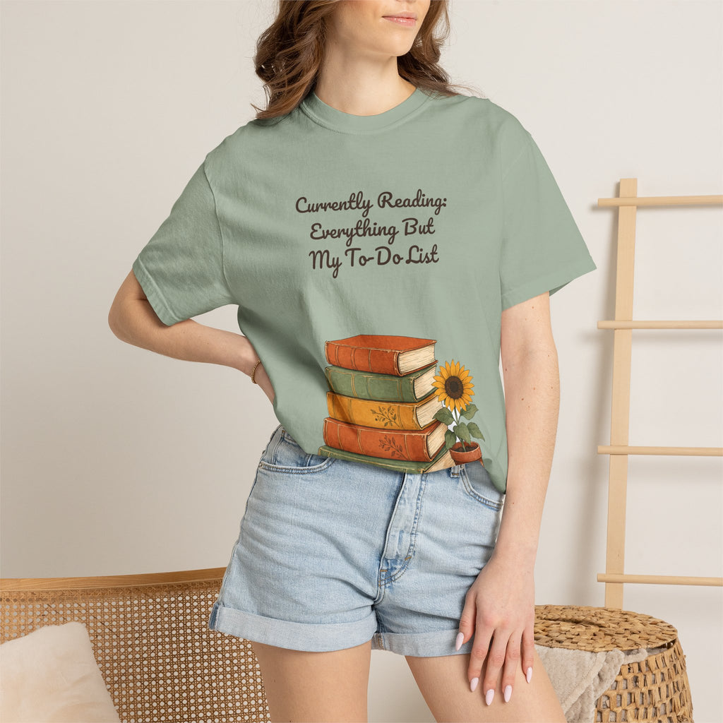 Currently Reading Everything But My To-Do List Shirt, Funny Bookish Tee, Book Lover Reader Gift