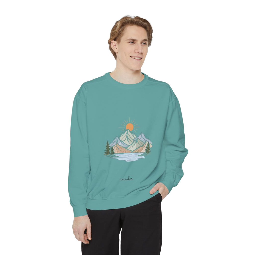 Minimalist Mountain Shirt, Wander Line Art Tee, Nature Hiking Adventure Gift, Modern Outdoor Sweatshirt