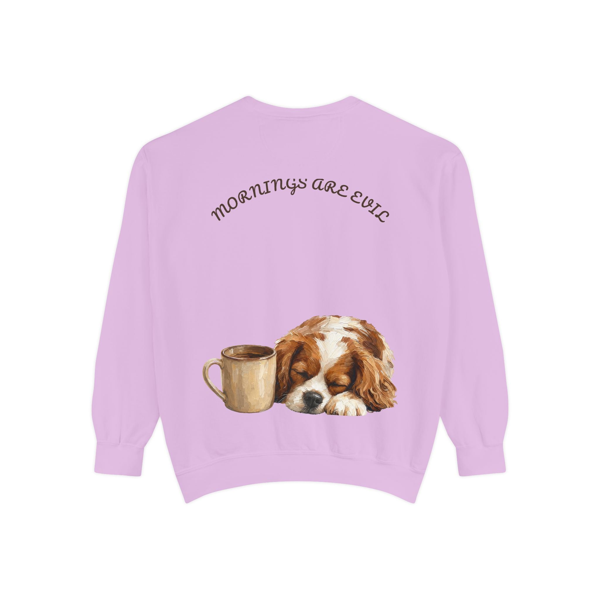 Mornings Are Evil Shirt, Funny Lazy Dog Coffee Tee, Not a Morning Person Gift, Painterly Dog Lover Sweatshirt