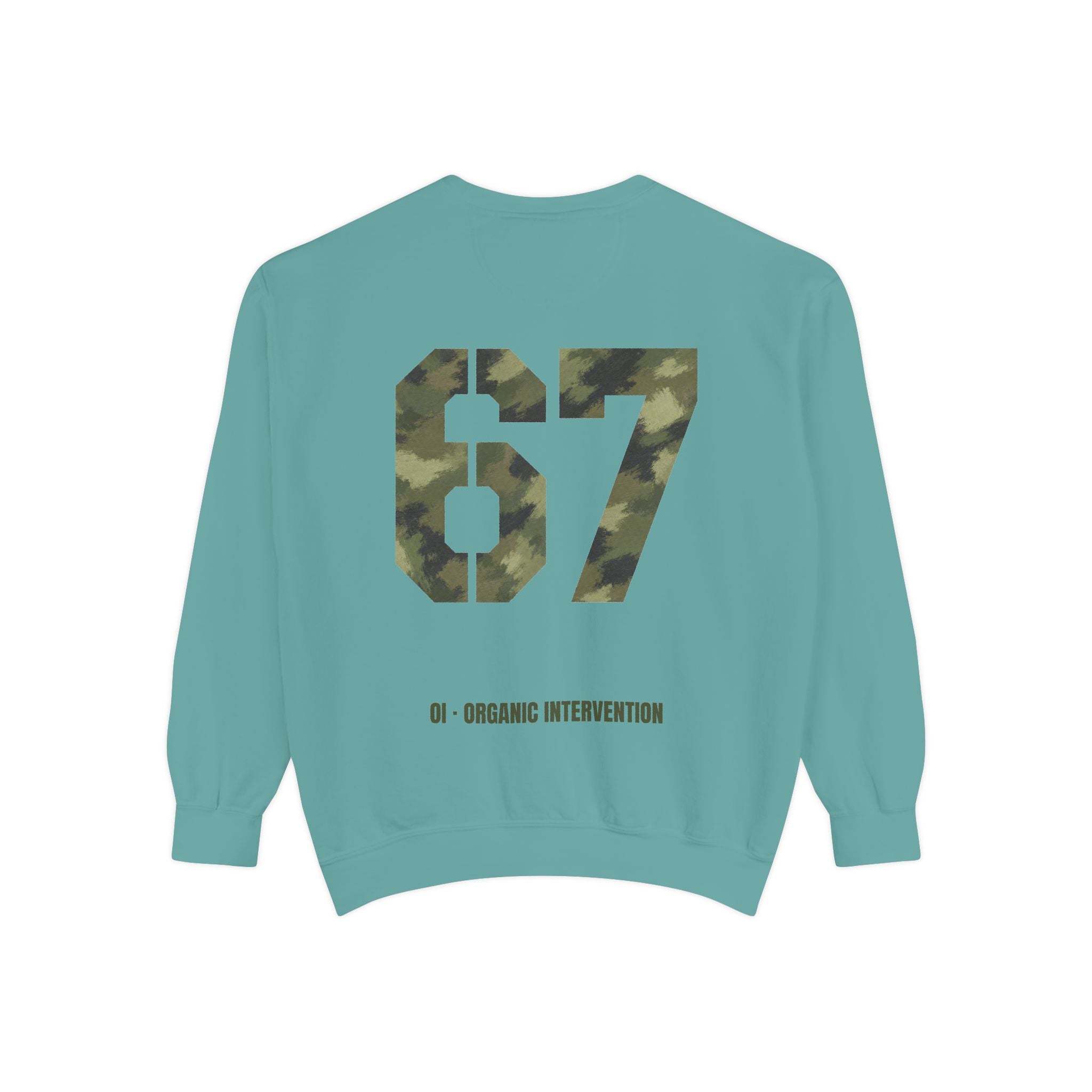 Organic Intervention 67 Camo Shirt, OI Military Number Tee, Streetwear Camo Graphic Gift, Bold Statement Sweatshirt