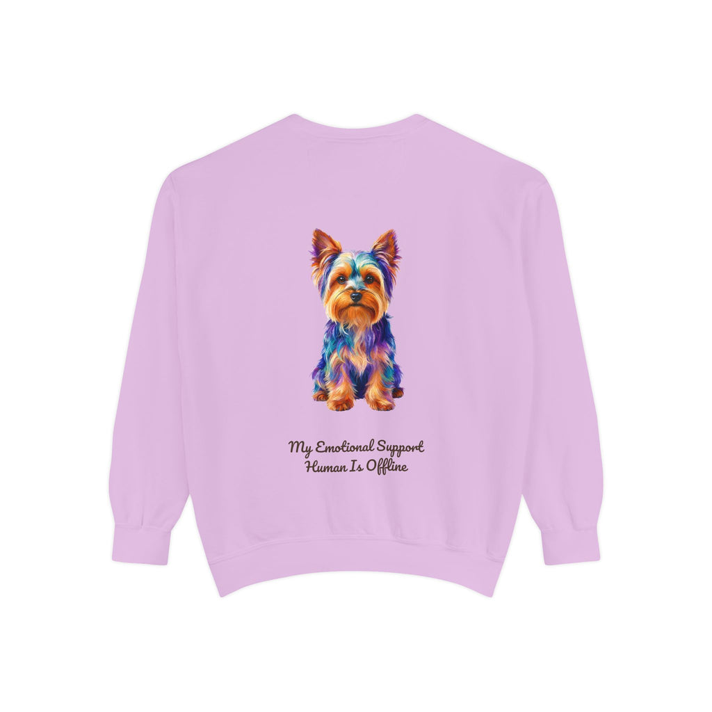 Yorkie Shirt, My Emotional Support Human Is Offline Tee, Funny Yorkshire Terrier Dog Mom Gift, Dog Lover Sweatshirt
