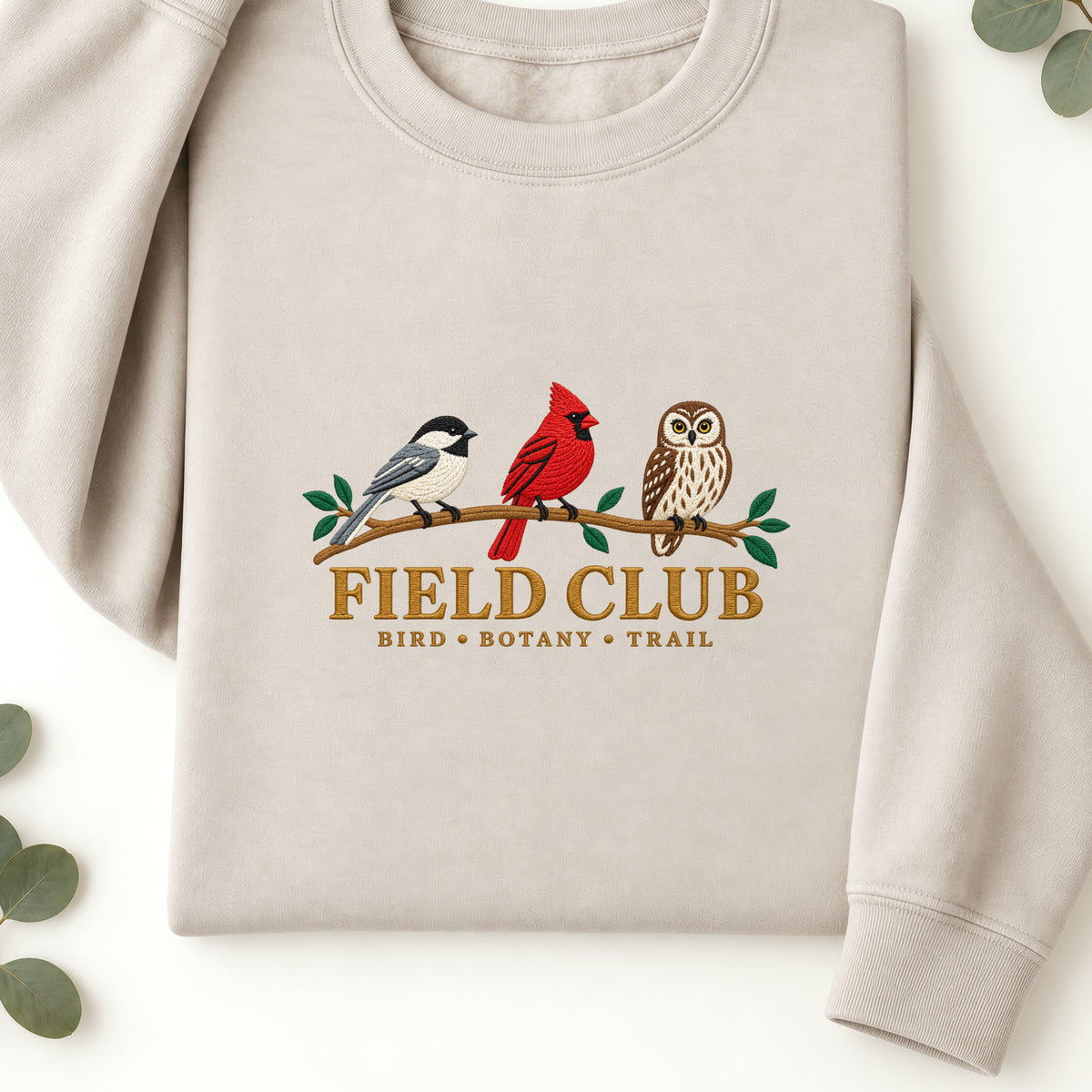 Embroidered Field Club Cardinal Owl Graphic Sweatshirt