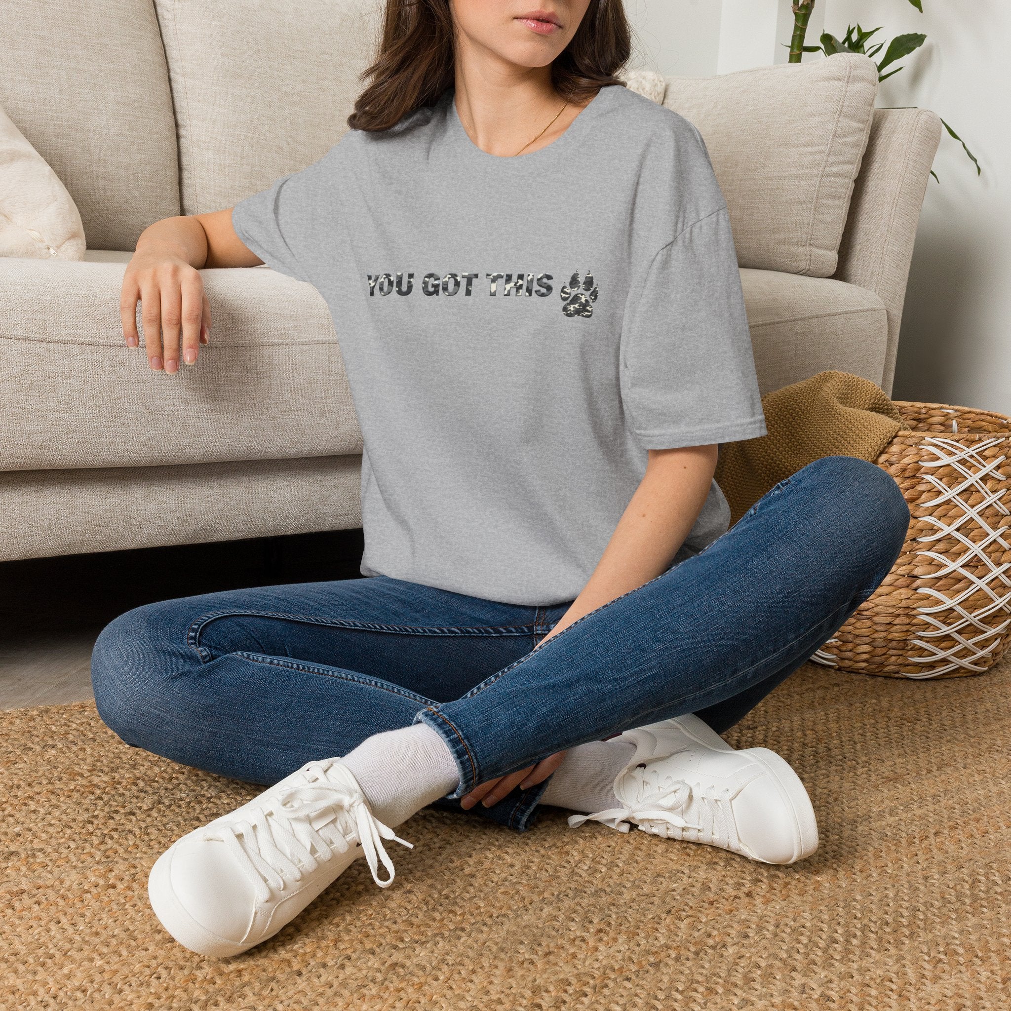 You Got This T-Shirt — Camo Encouragement Tee with Paw Print
