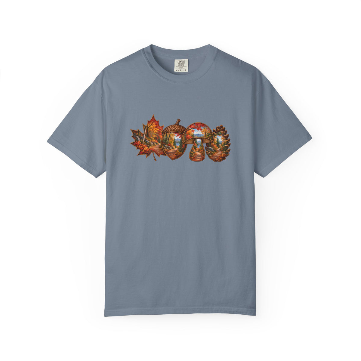 Autumn Lake Scene on Maple Leaves Shirt | Fall Landscape Tee
