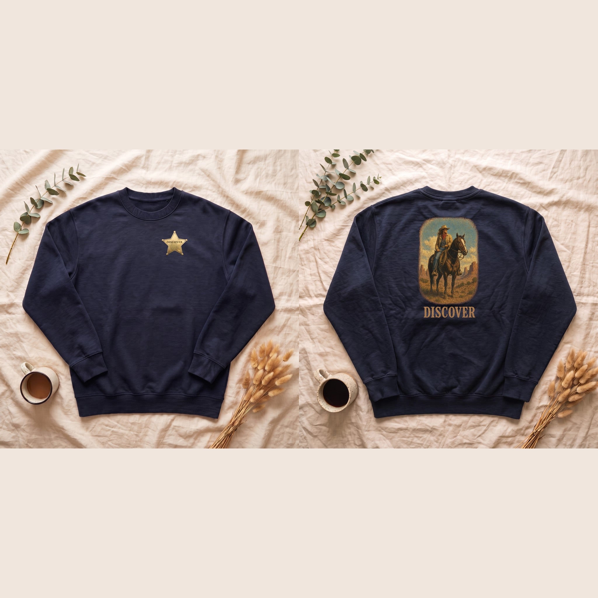Discover Cowgirl Sweatshirt, Vintage Western Horse Crewneck, Desert Rodeo Sweatshirt, Sheriff Star Cowgirl Gift